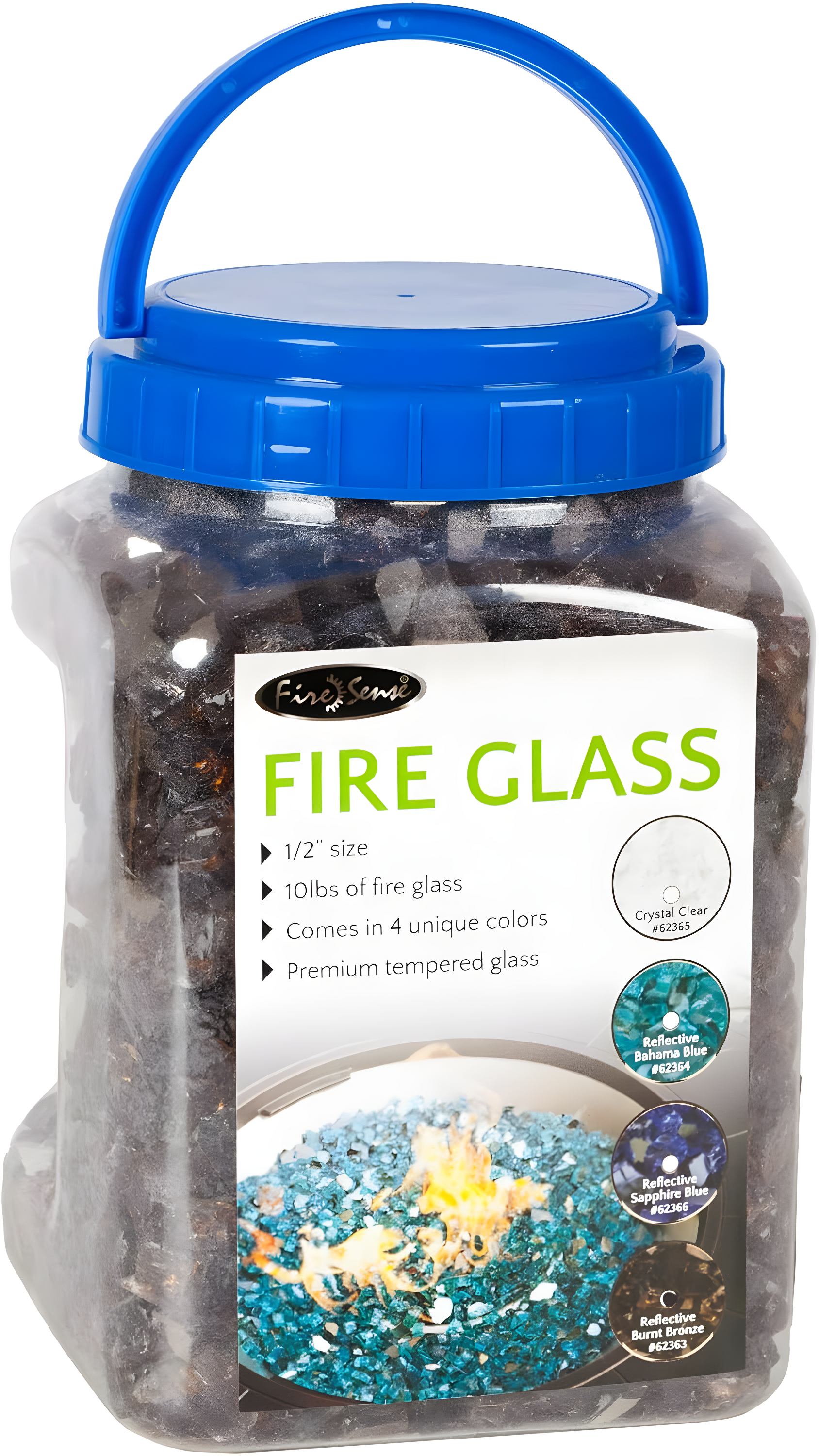 Fire Sense Fire Sense Premium Sparkling Reflective Tempered Fire Glass for Fire Pits Easy to Install-10 Lbs Crystal Clear