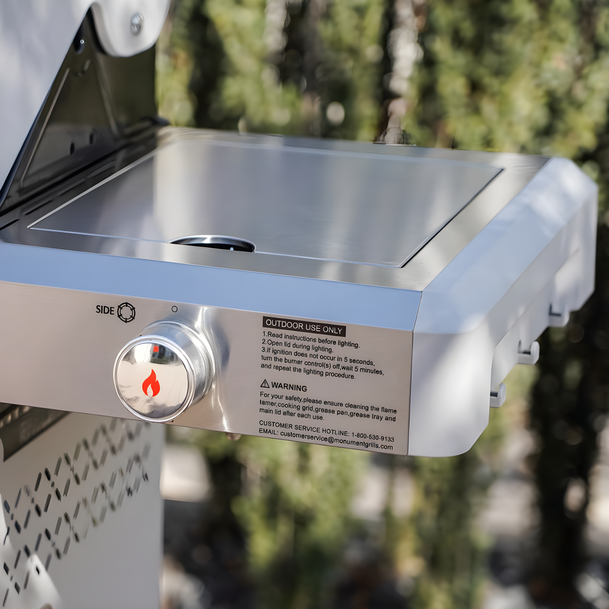 Monument Grills Mesa 415BZ,4-Burner Liquid Propane Infrared Gas Grill with Side Burner and Cabinet, 62,000 BTU – Perfect for Family BBQs