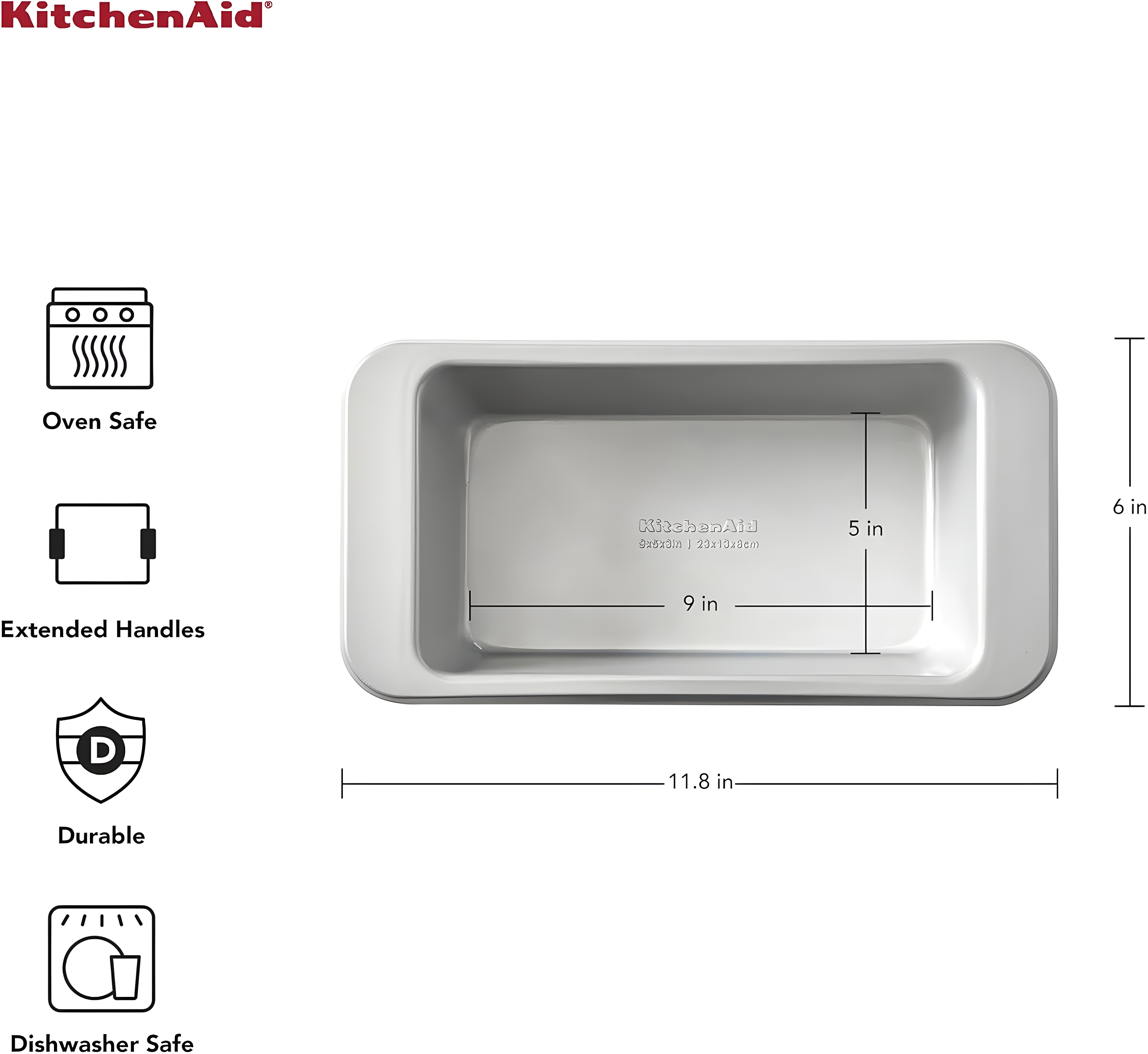 KitchenAid® KitchenAid® Nonstick Aluminized Steel Loaf Pan, 9x5-inch, Silver