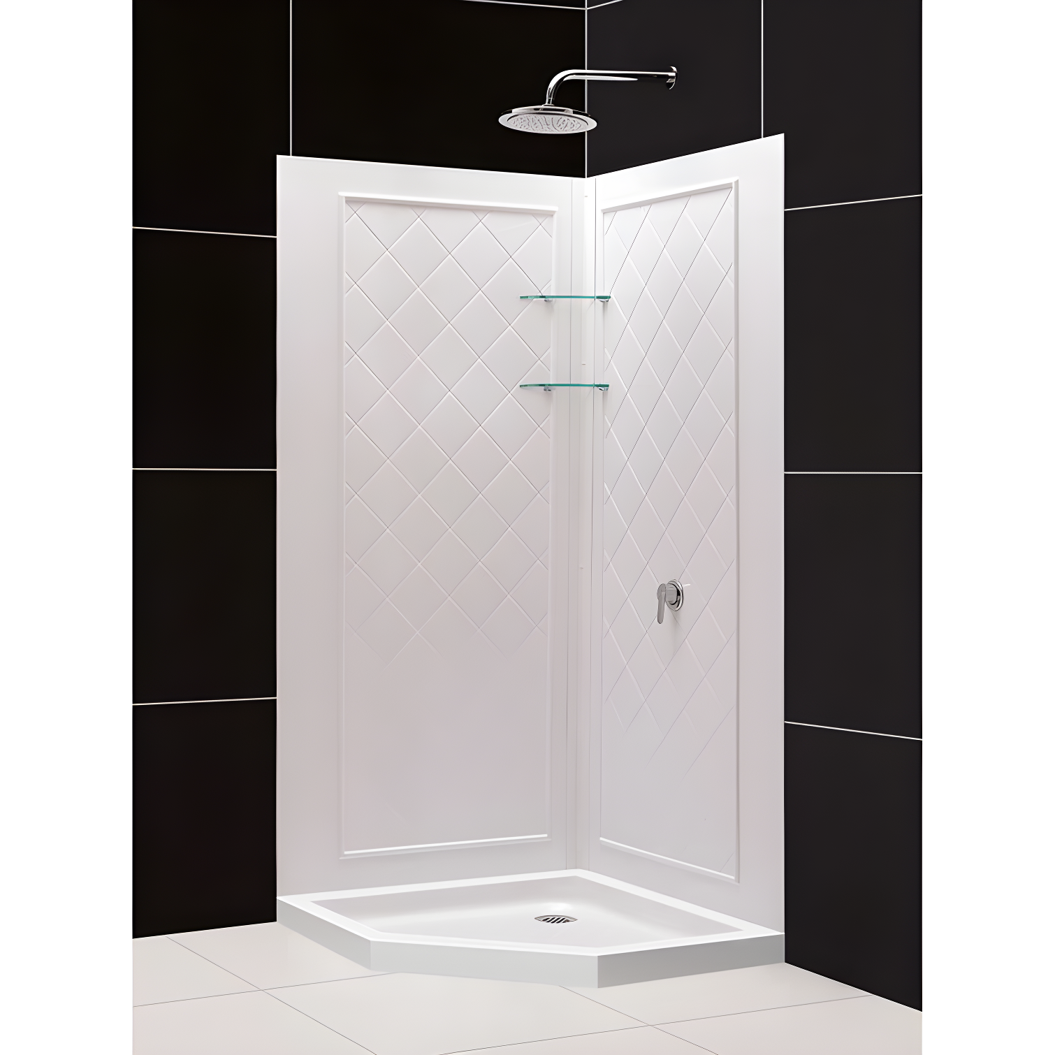 Prime 33" W x 33" D x 76.75" H Round Sliding Shower Enclosure with Base Included