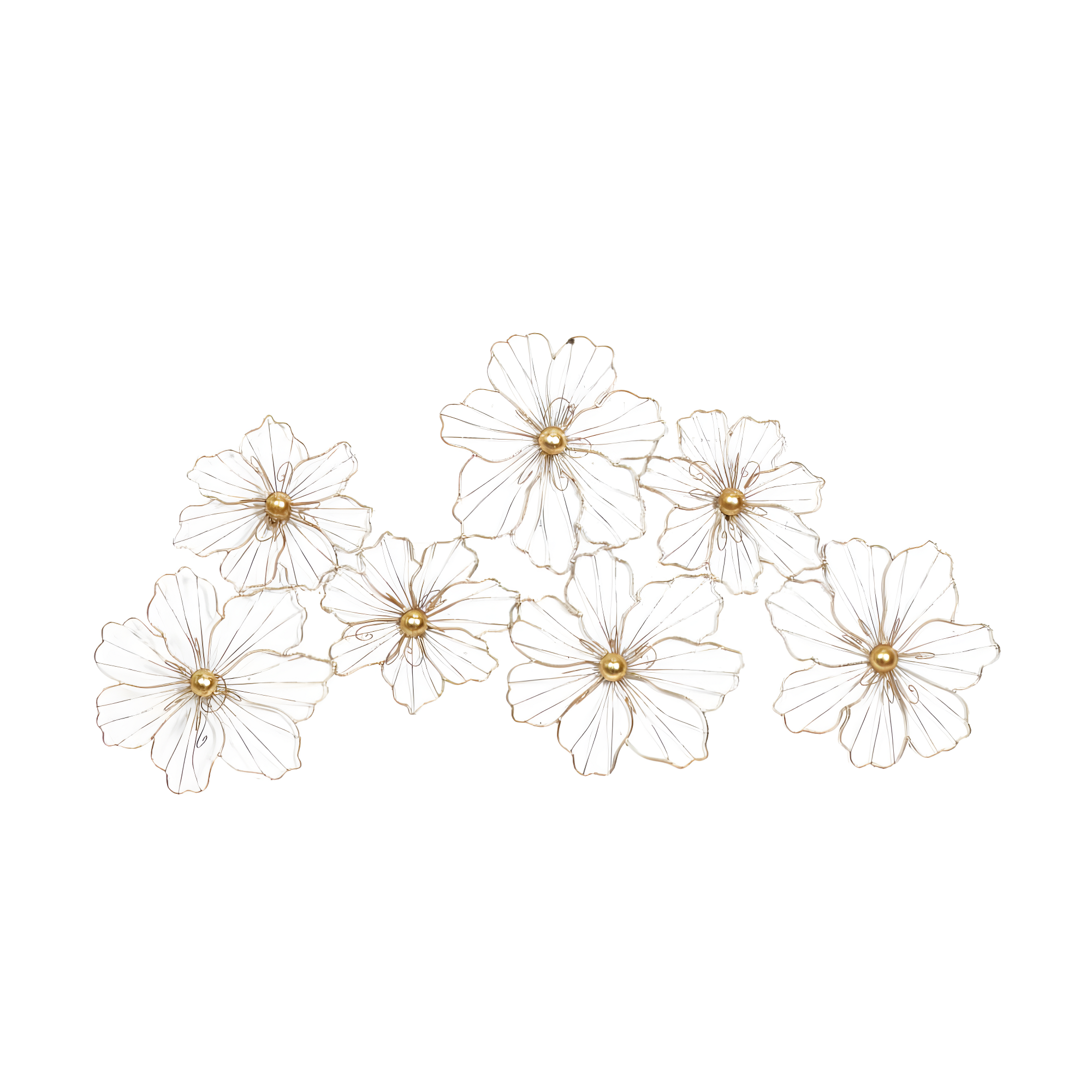 Metal Wire Foiled Floral Home Wall Decor with Scroll Accents