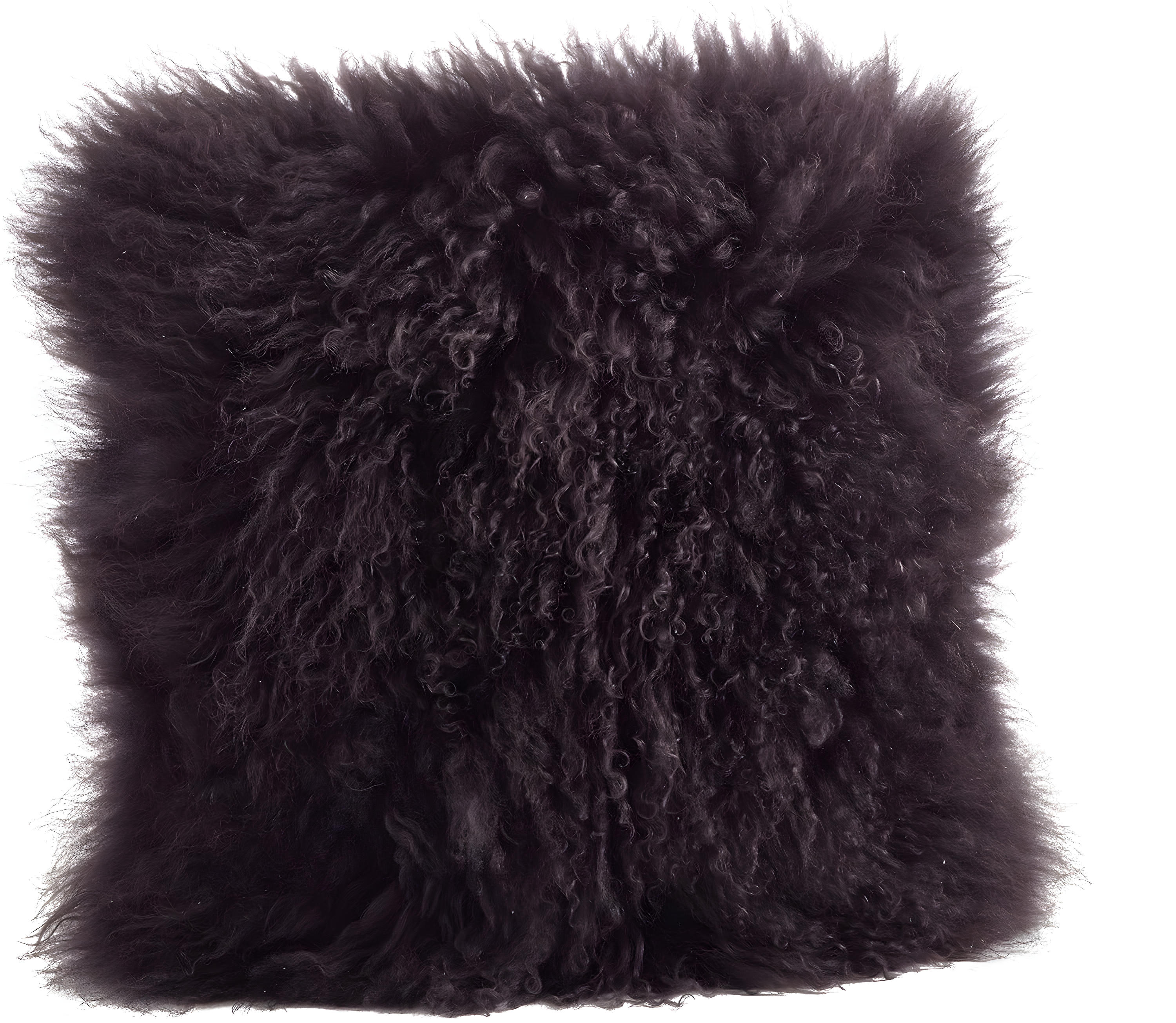 SARO  20 in. Square Wool Mongolian Lamb Fur Throw Pillow  Grey