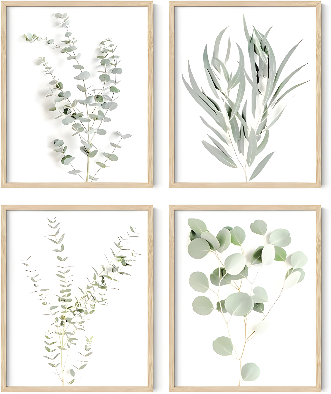 IDEA4WALL Minimal Botanical " IDEA4WALL Framed Pastel Green Forest Leaf Variety Wall Art, Set Of 4 Nature Wilderness Wall Decor Prints, Botanical Floral Wall Decor For Living Room, Bedroom " 4 - Pieces