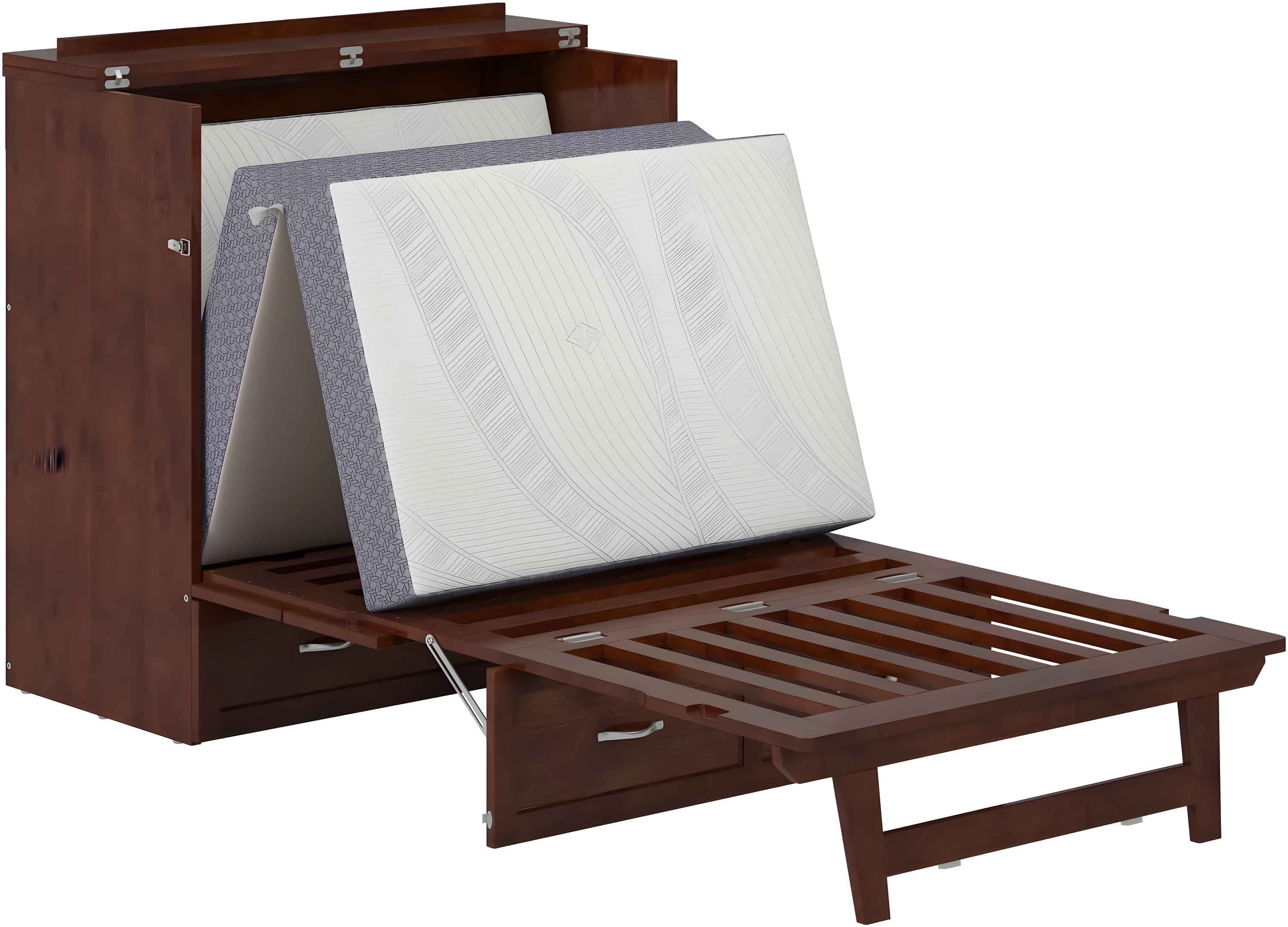 AFI Northfield Walnut Twin XL Solid Wood Murphy Bed Chest