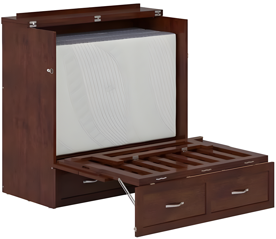 AFI Northfield Walnut Twin XL Solid Wood Murphy Bed Chest