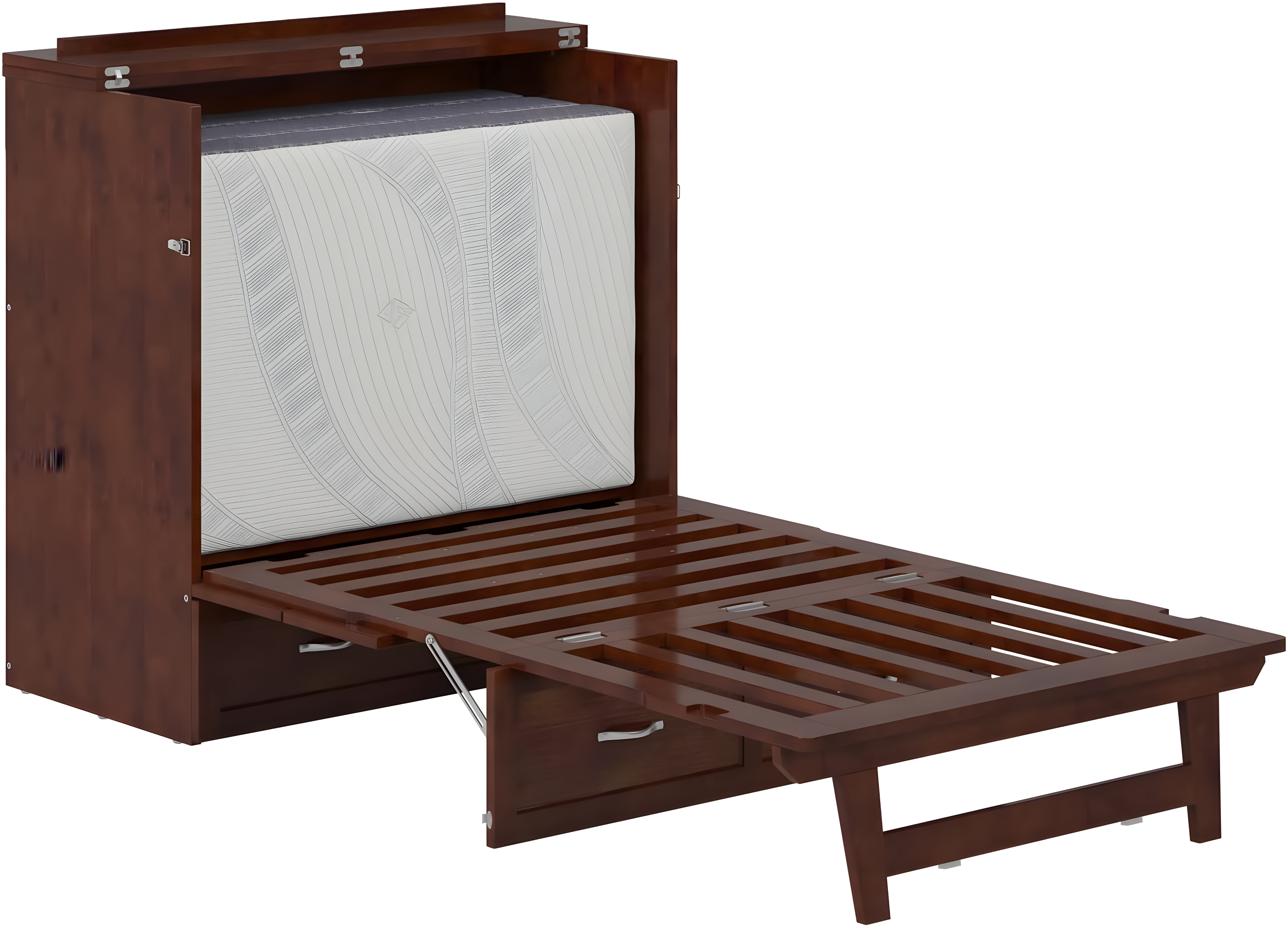 AFI Northfield Walnut Twin XL Solid Wood Murphy Bed Chest