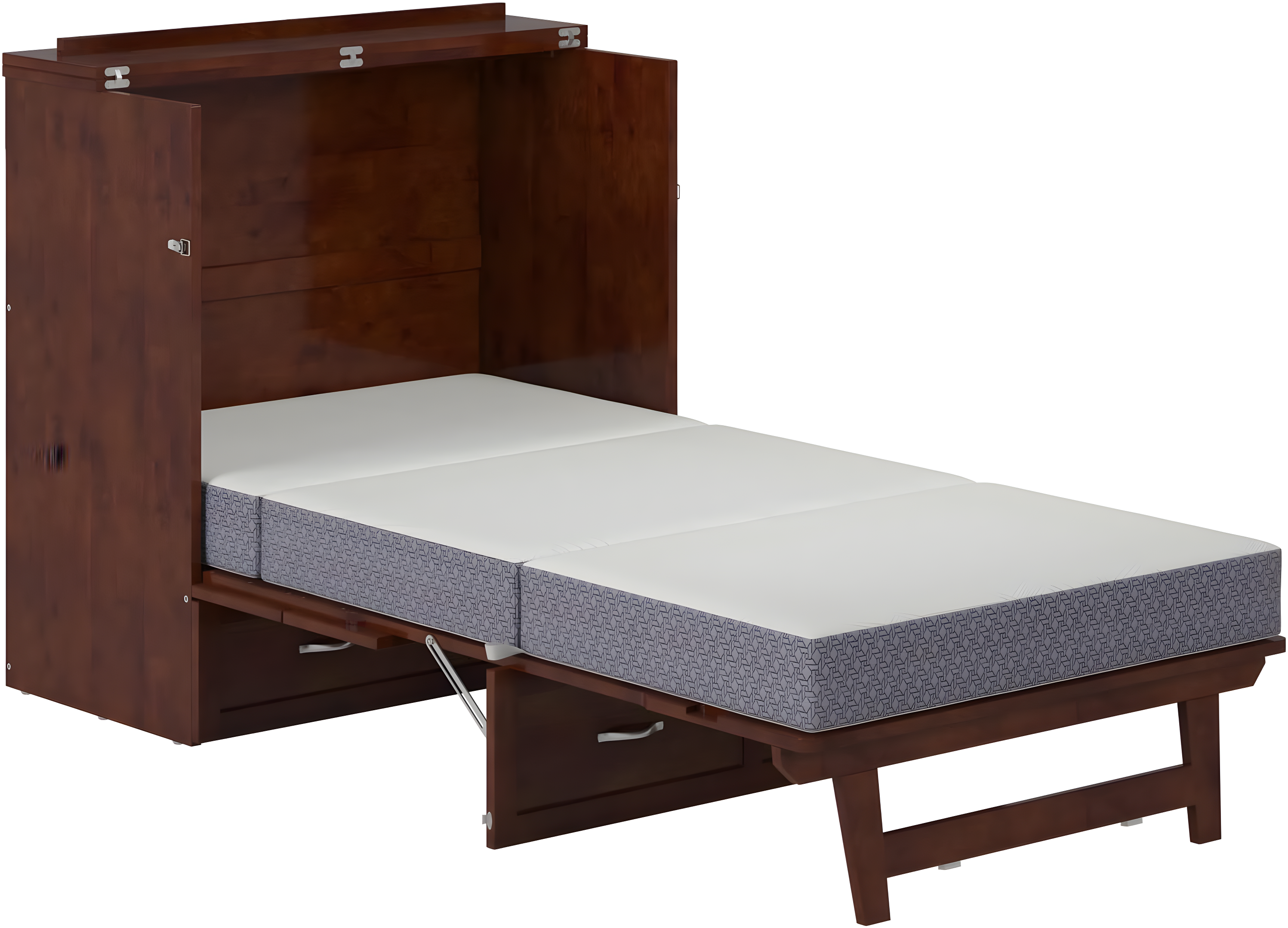 AFI Northfield Walnut Twin XL Solid Wood Murphy Bed Chest