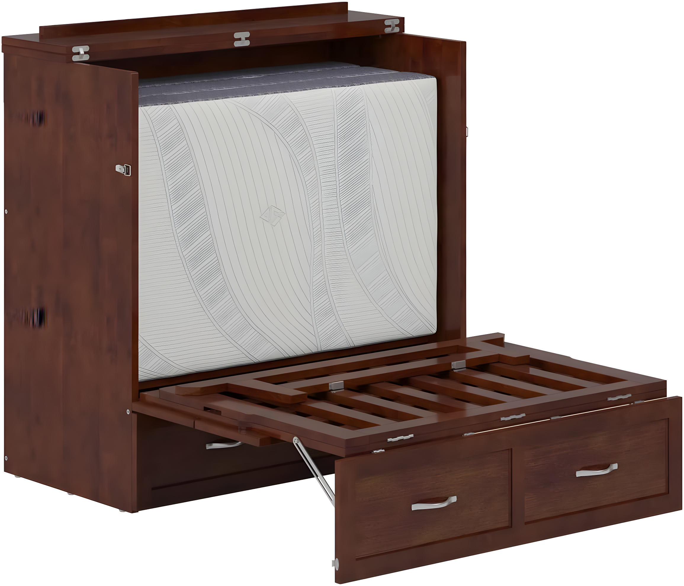 AFI Northfield Walnut Twin XL Solid Wood Murphy Bed Chest