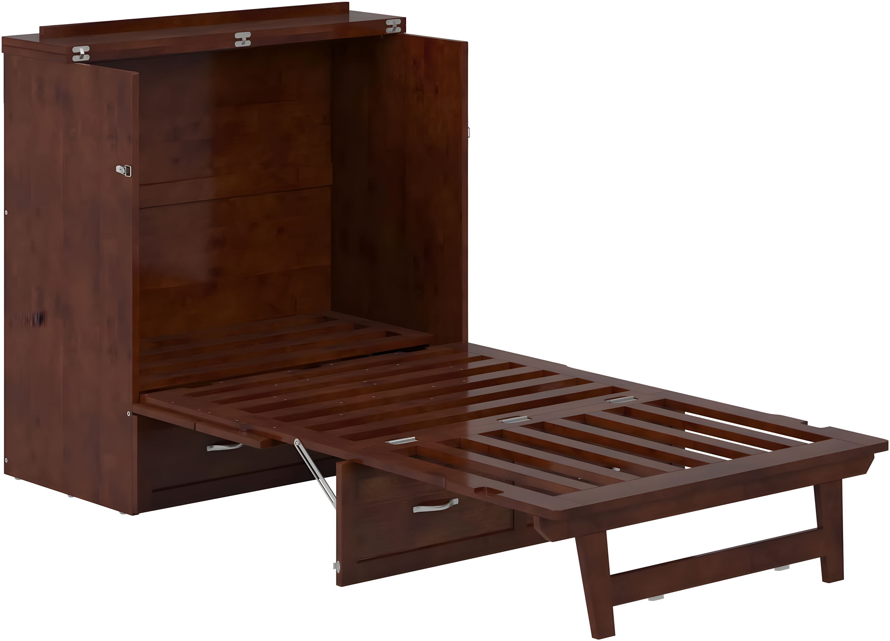 AFI Northfield Walnut Twin XL Solid Wood Murphy Bed Chest
