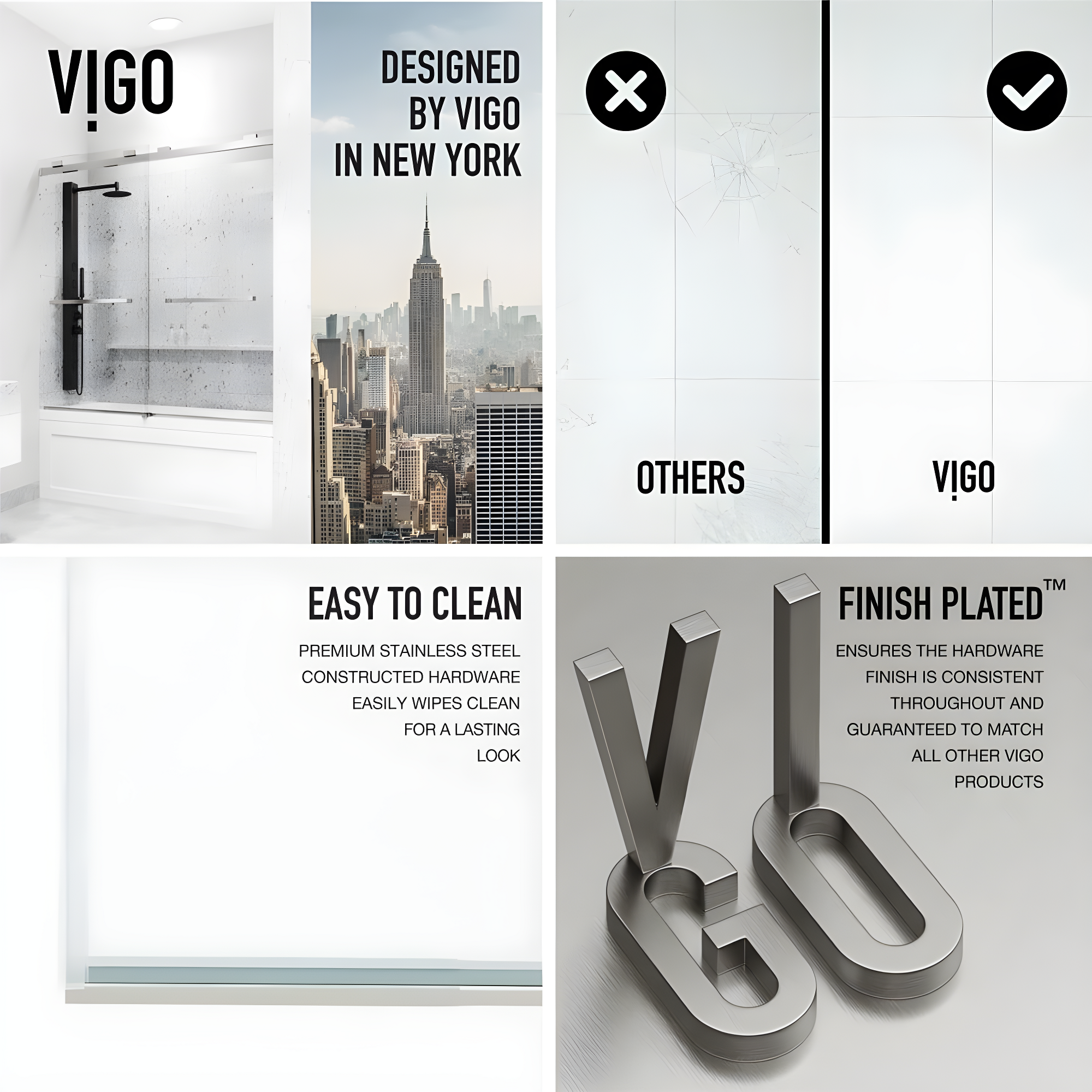 Houston 56-60" W x 66" H Double Sliding Frameless Tub Door with 3/8" Clear Glass