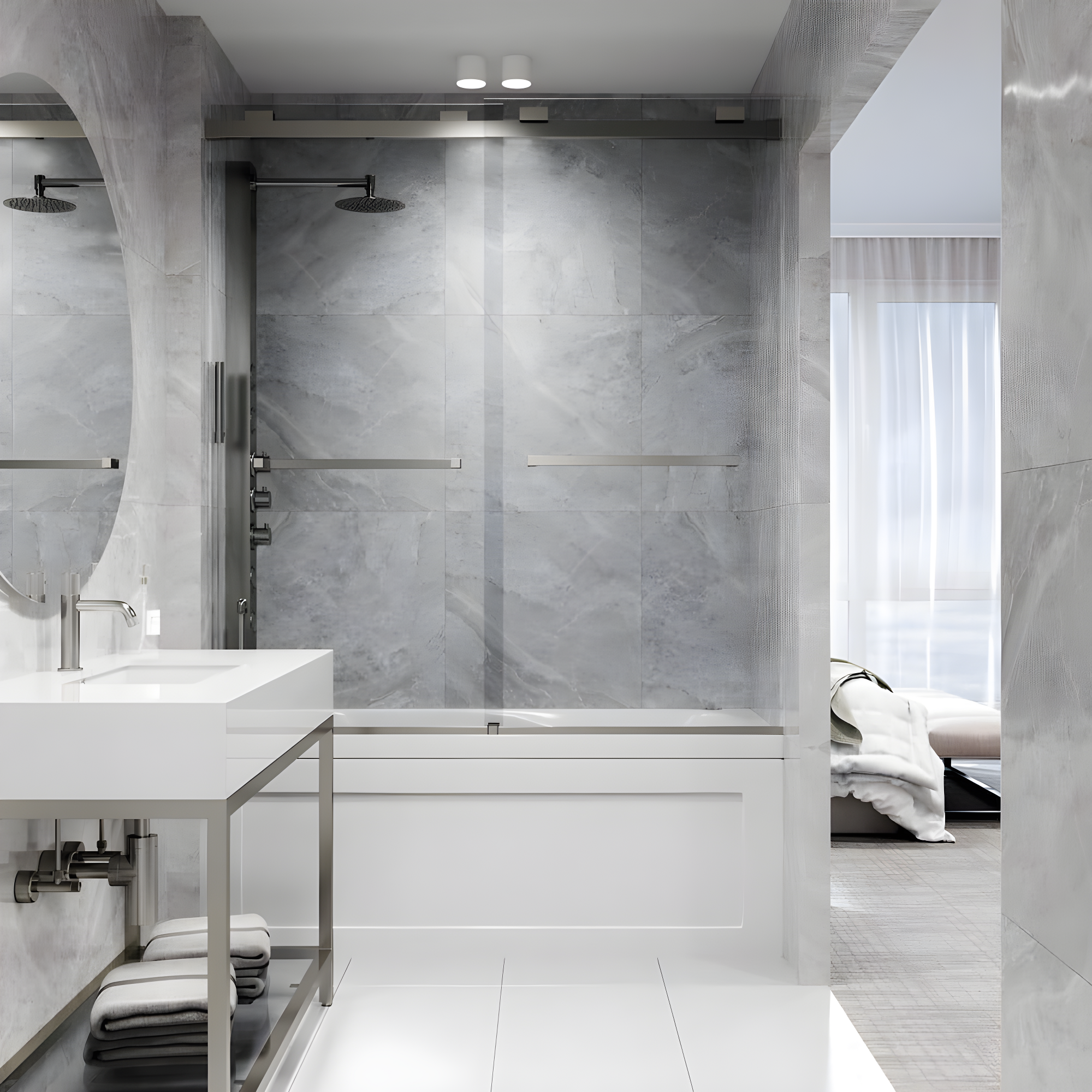 Houston 56-60" W x 66" H Double Sliding Frameless Tub Door with 3/8" Clear Glass