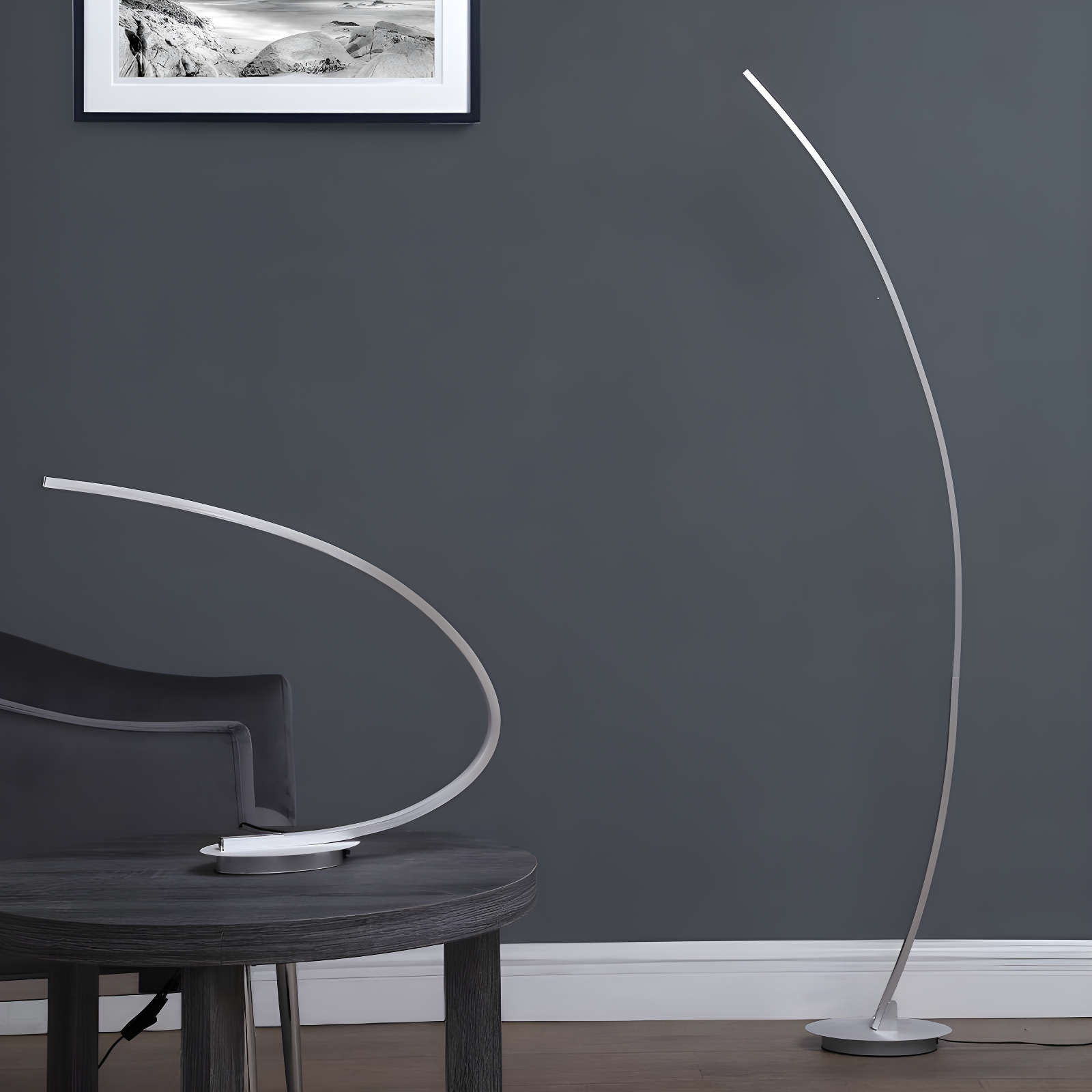 62.25" Modern Arc Metal Tube Floor Lamp (Includes LED Light Bulb) Silver - Ore International