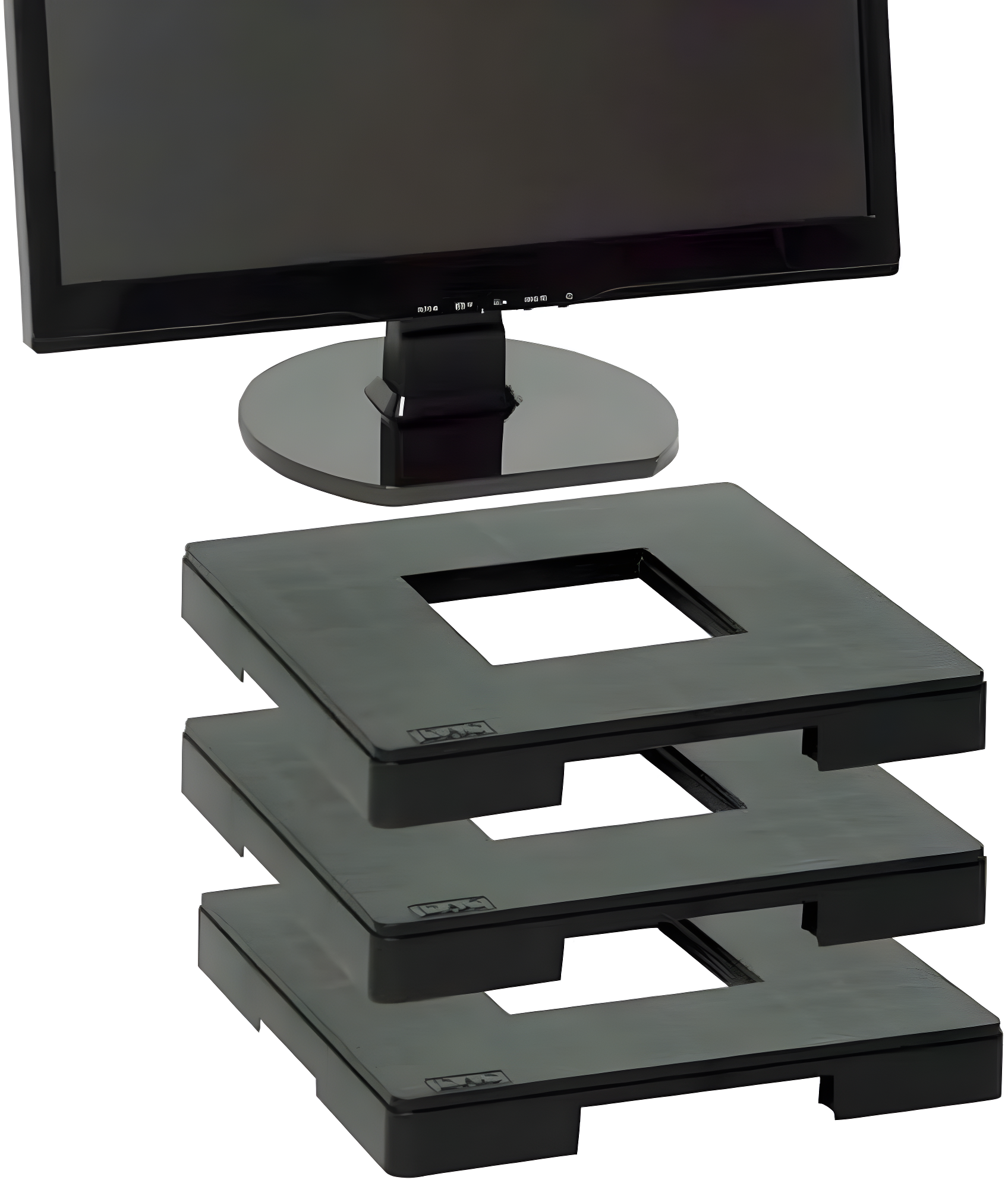 DAC DTA02151 1.25 in. Standard Monitor Riser Block for Flat Panel Display Type Supported, Black