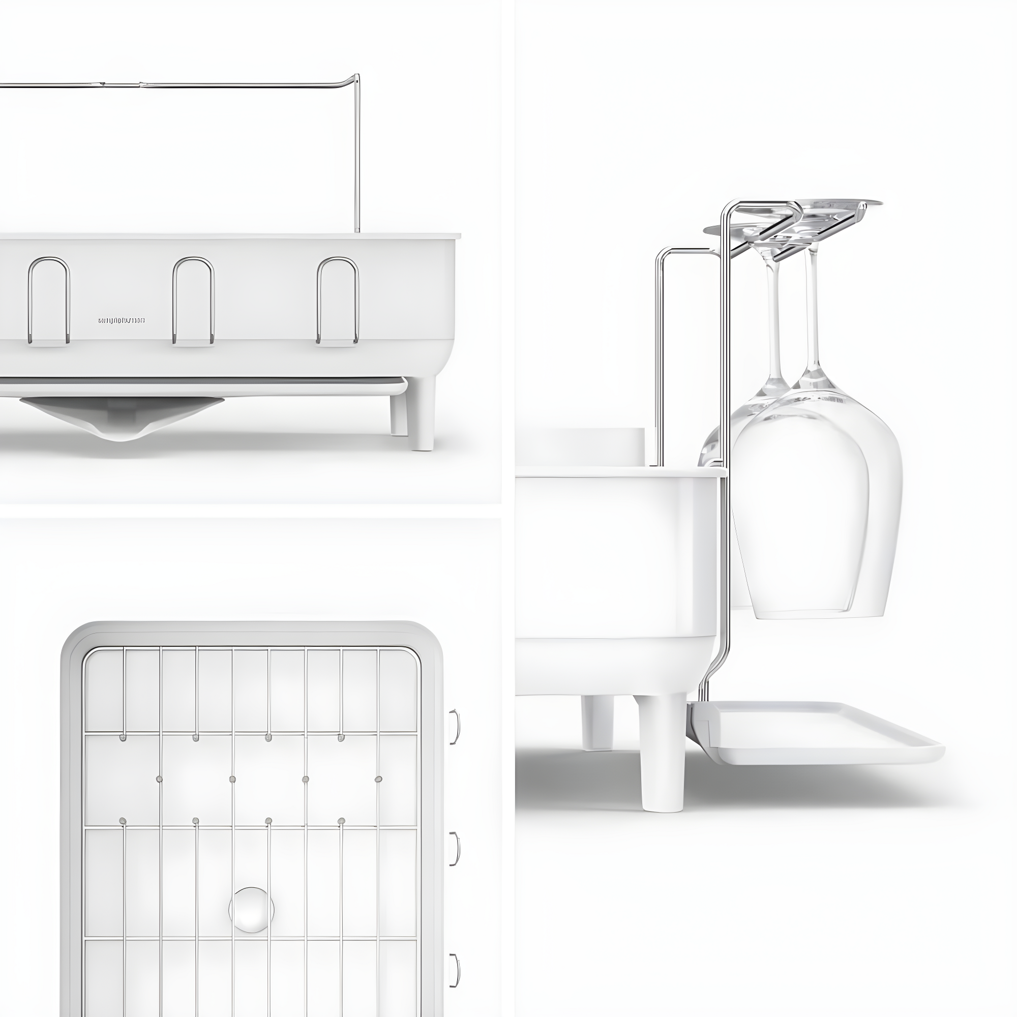 Simplehuman Kitchen Dish Drying Rack, White Steel