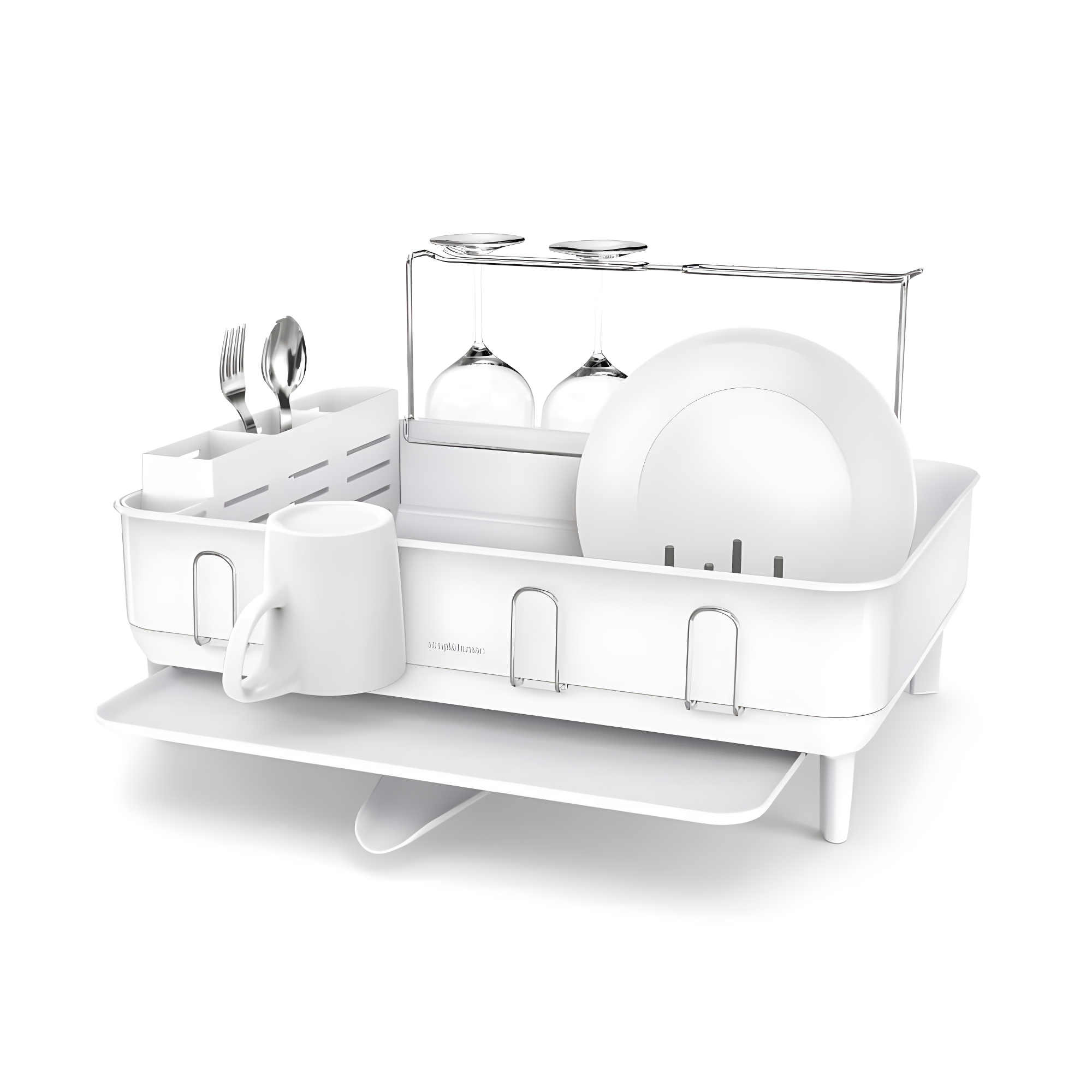 Simplehuman Kitchen Dish Drying Rack, White Steel