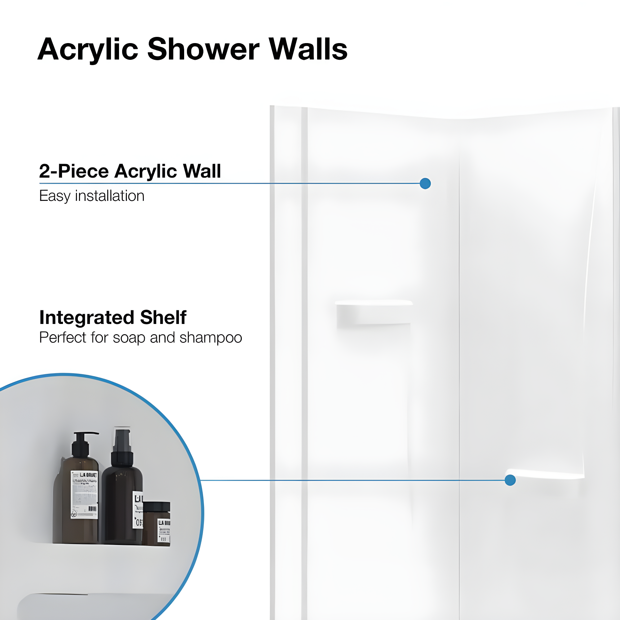 OVE Decors Breeze 33 in. Round Shower Kit w/ Clear, Base, Wall