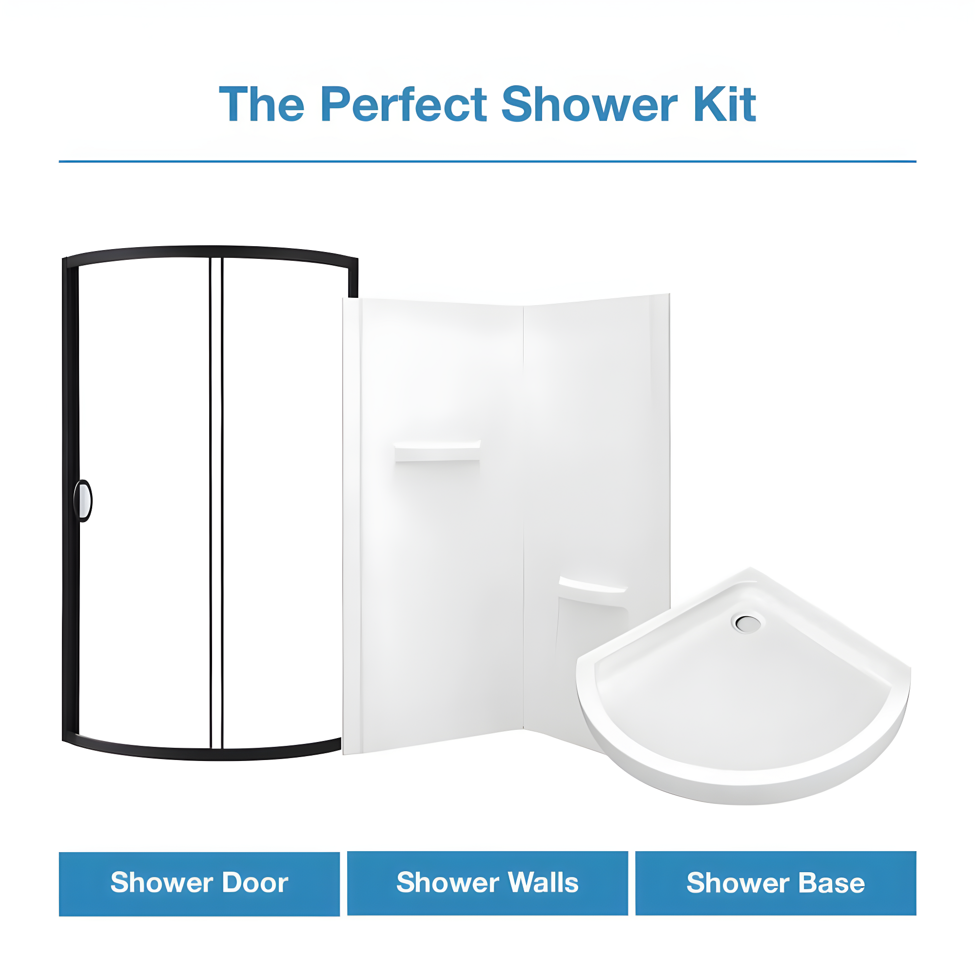 OVE Decors Breeze 33 in. Round Shower Kit w/ Clear, Base, Wall