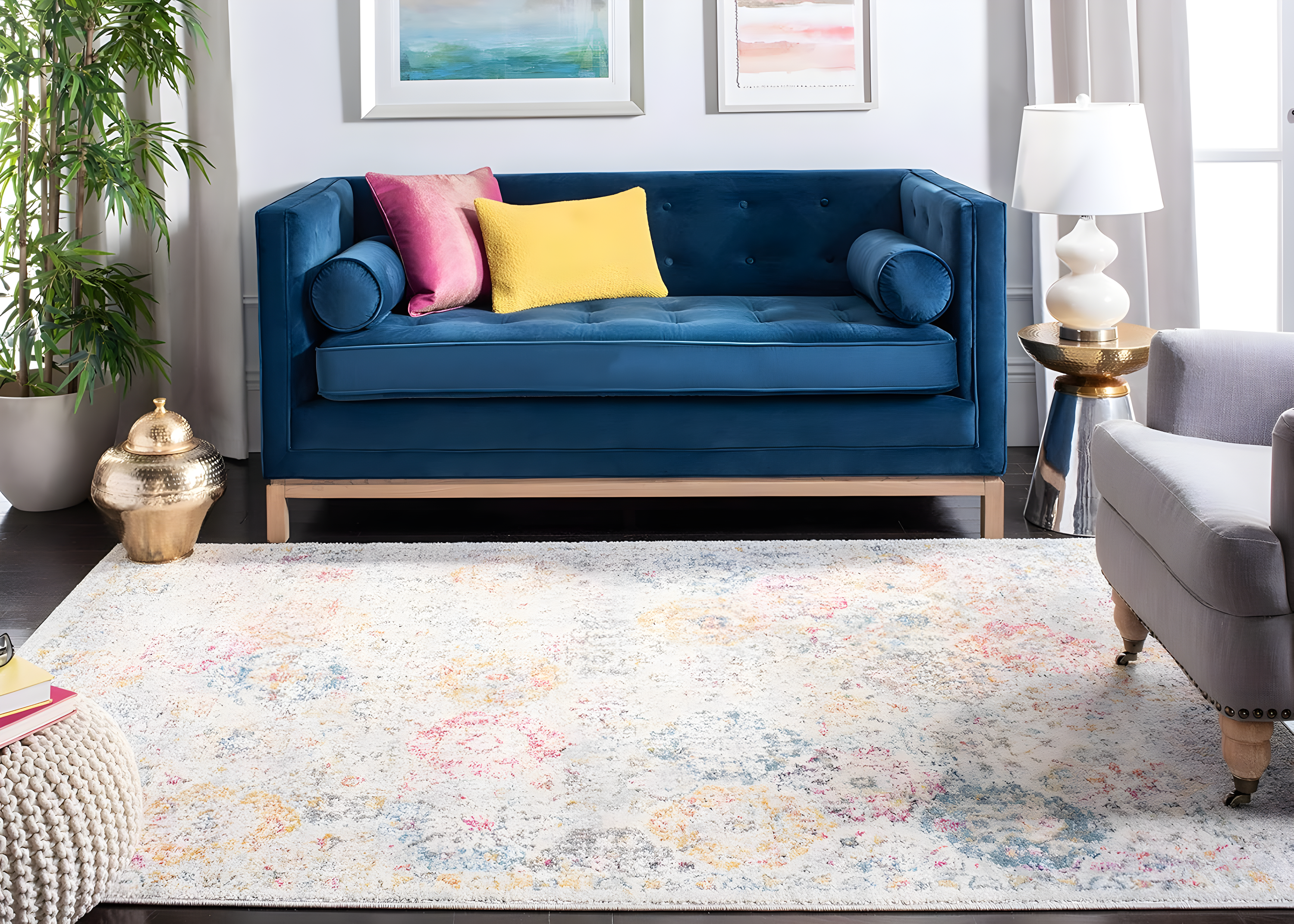 Madison MAD611 Power Loomed Indoor Accent Rug - Grey/Gold - 3'x5' - Safavieh