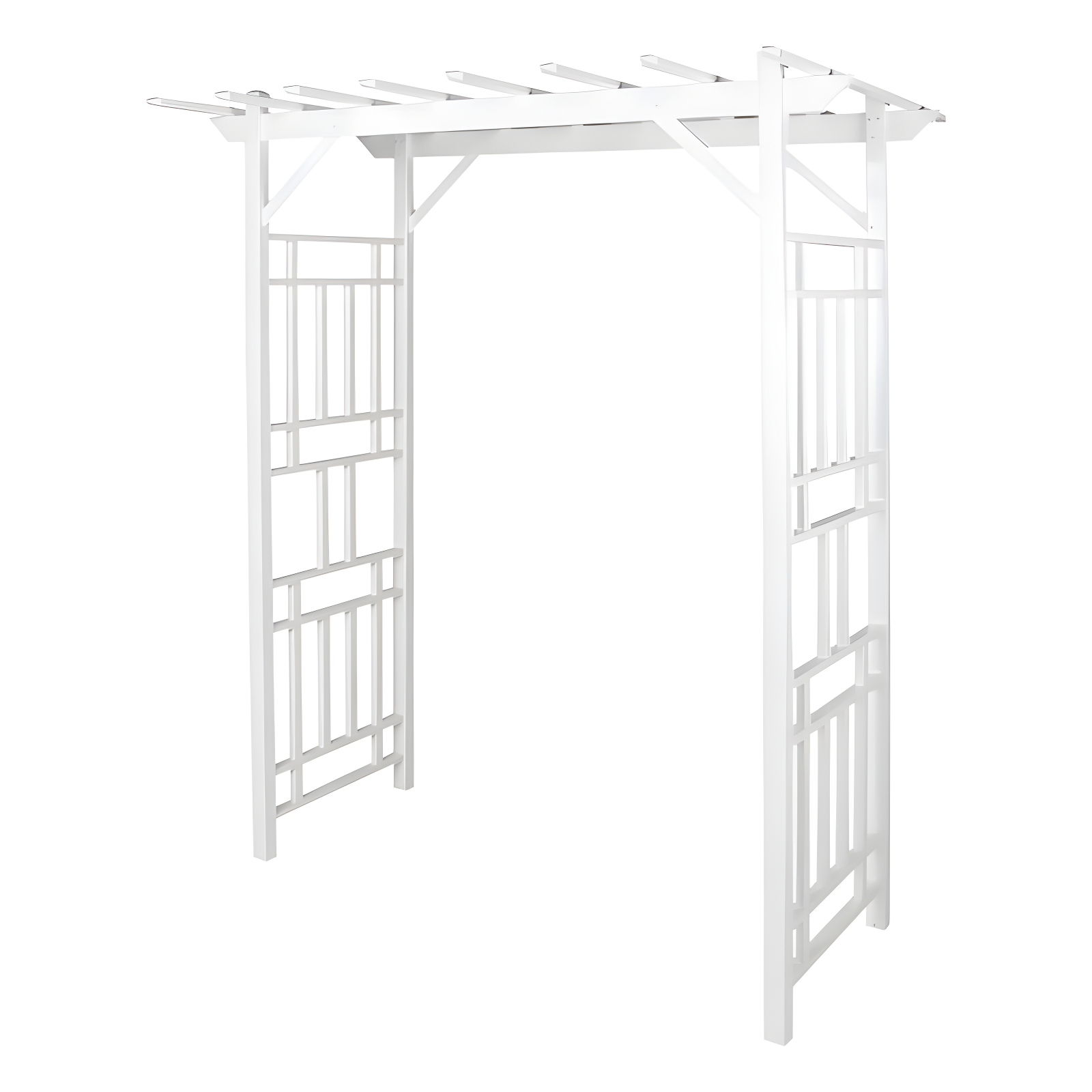 Dura-Trel Inc Dura-Trel Wellington Arbor 72" x 85" Outdoor Garden Arch Lattice Trellis, White