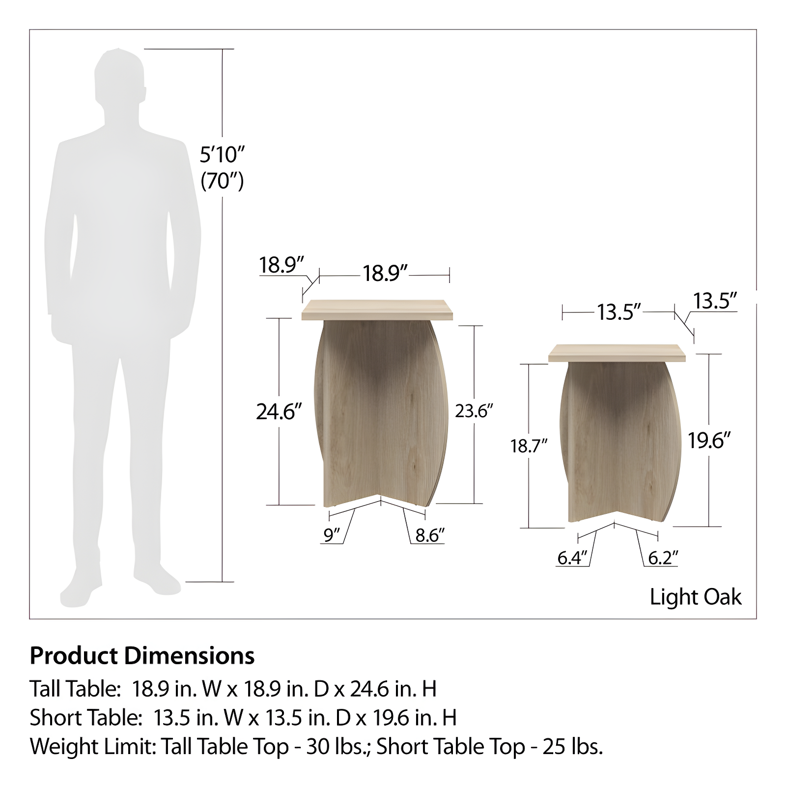 Novogratz Voler Pedestal Nesting Tables