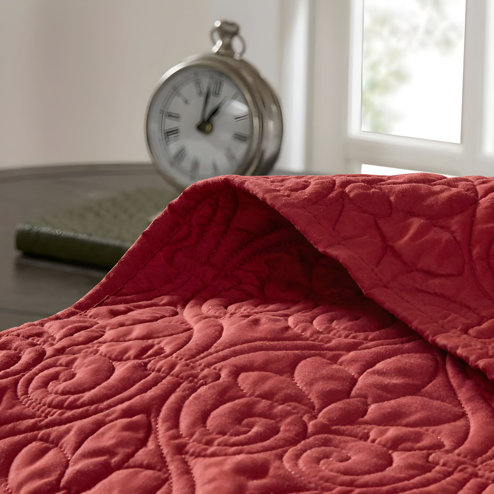 Madison Park 3pc Queen Vancouver Reversible Bedspread Set Red: Microfiber, Lightweight, Plain Weave