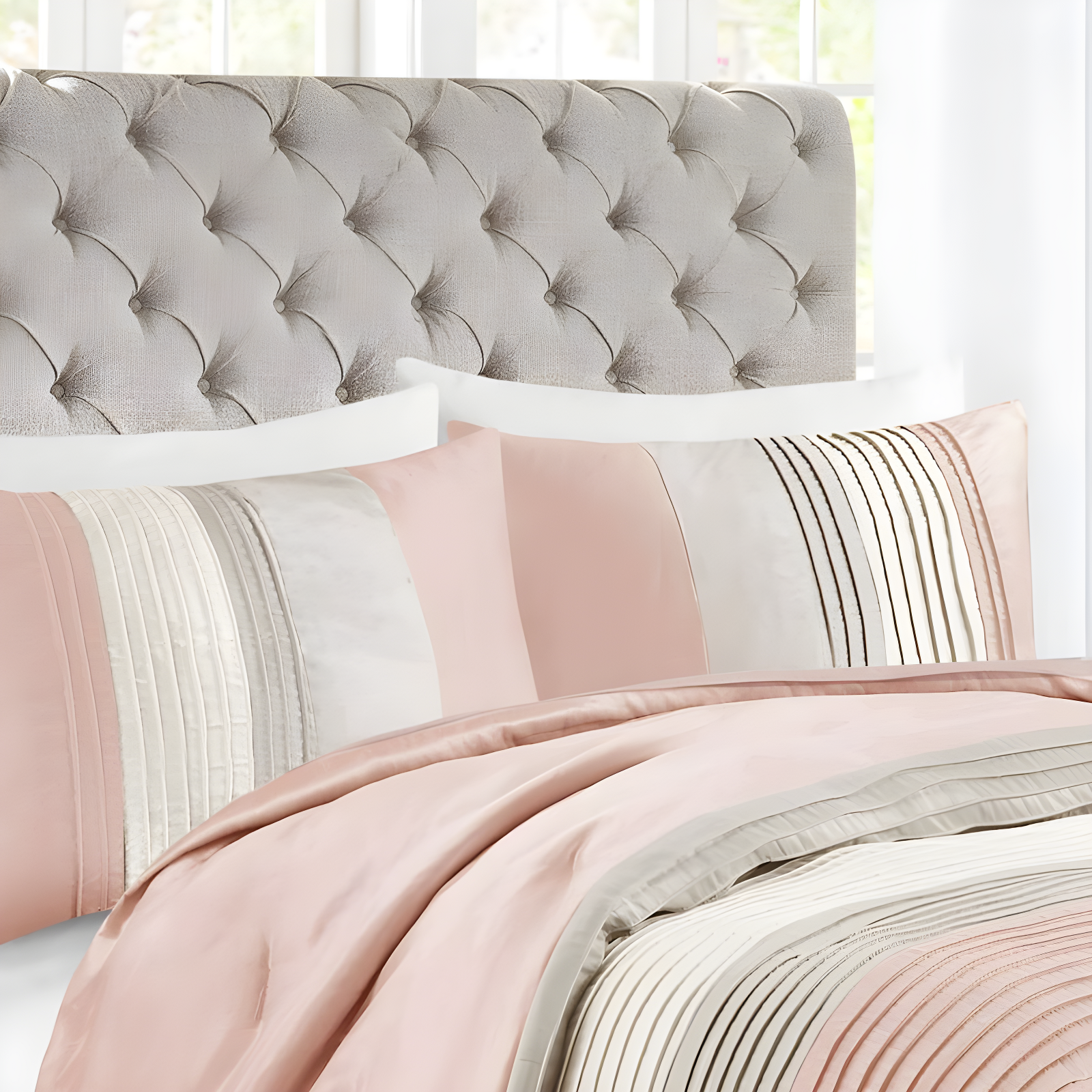 Madison Park Amherst 7 Piece Striped and Pleated Comforter Set & Reviews | Wayfair