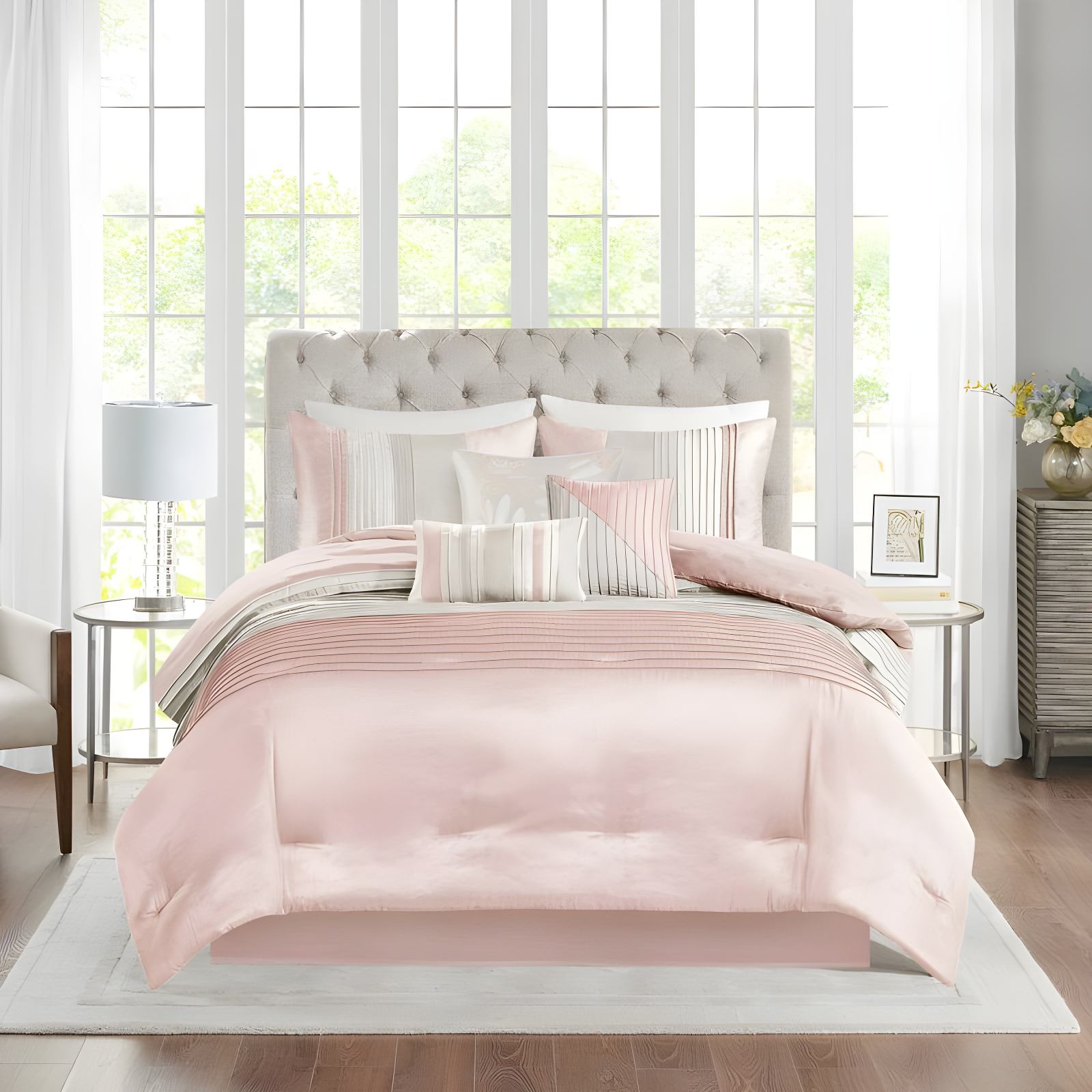 Madison Park Amherst 7 Piece Striped and Pleated Comforter Set & Reviews | Wayfair