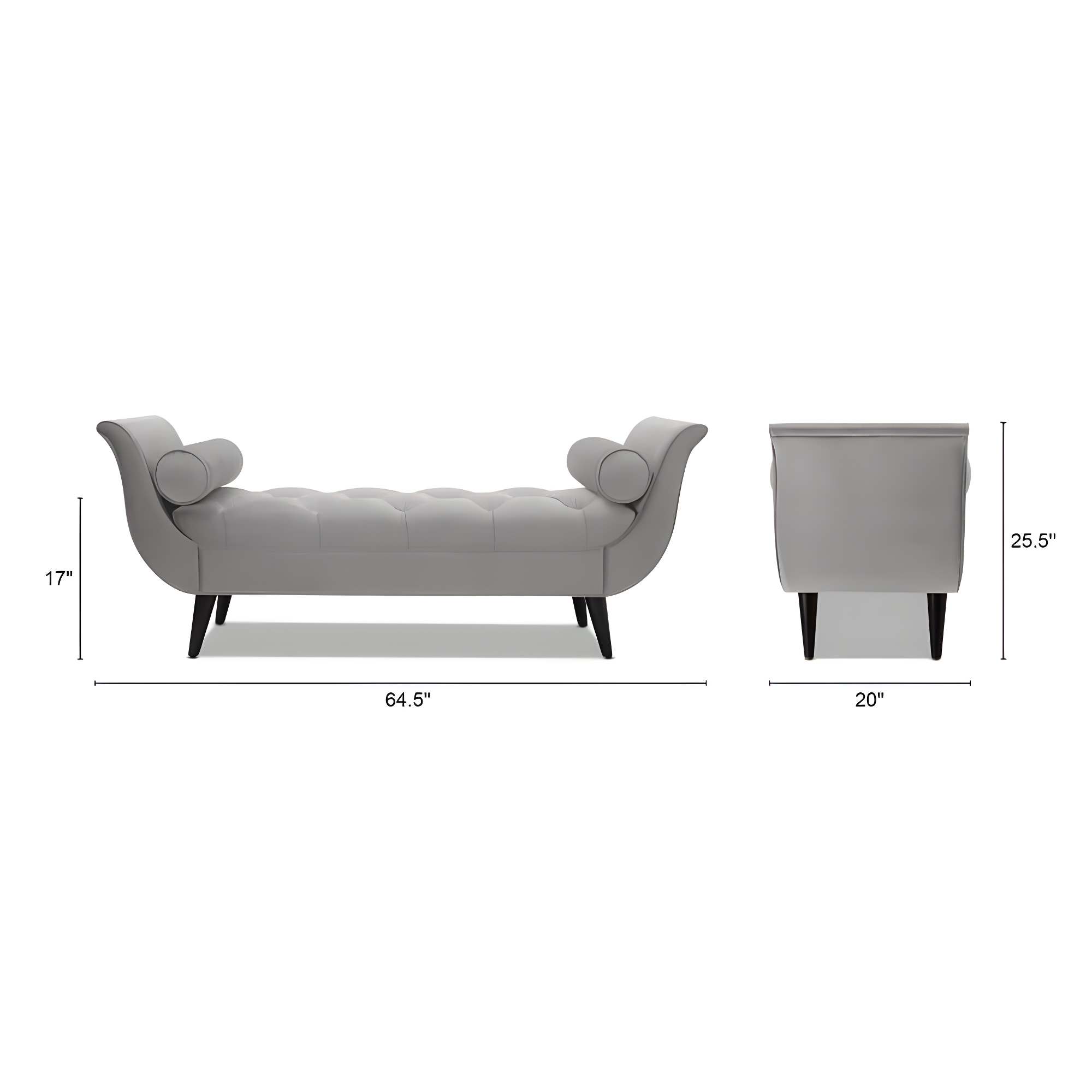 Alma Tufted Flare Arm Entryway Bench, Opal Grey