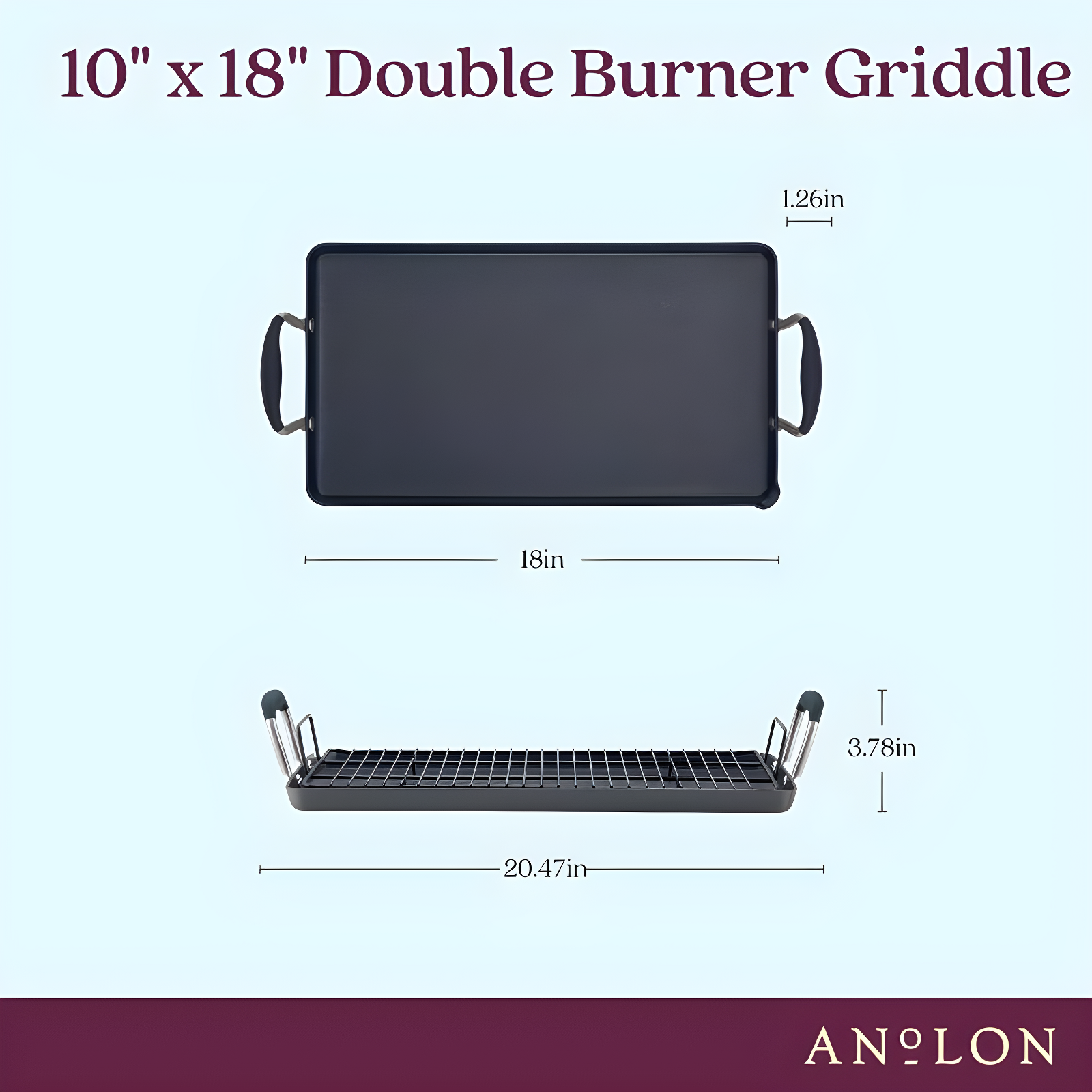 Anolon Advanced Home Hard Anodized Nonstick Double Burner Griddle, 10 Inch X 18 Inch