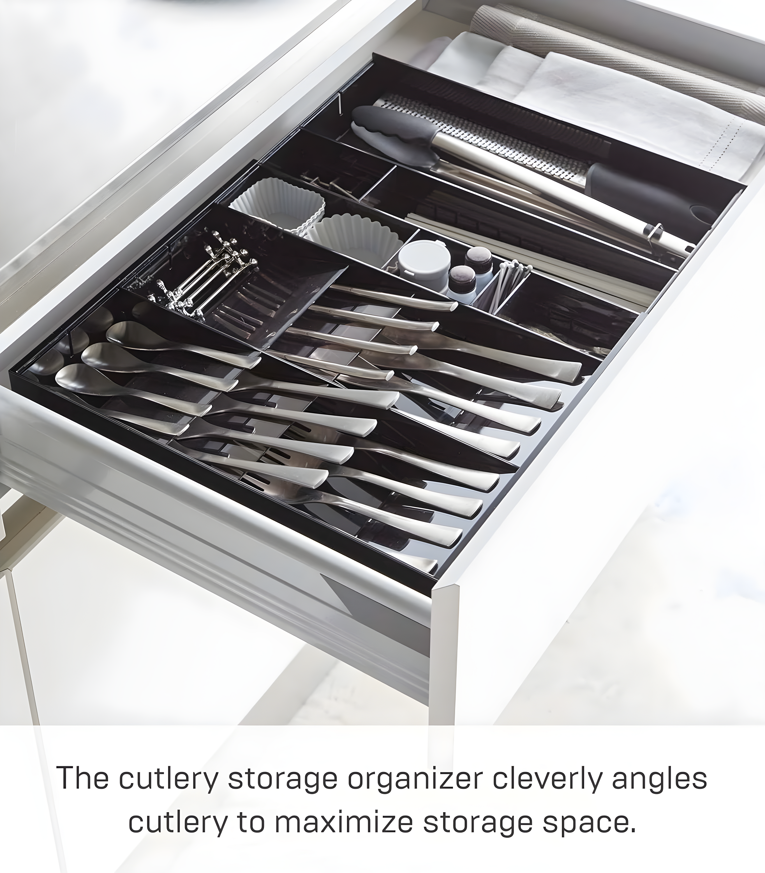 Yamazaki Home Yamazaki Home Expandable Cutlery Kitchen Utensils Storage Multi-Compartment Silverware Organizer