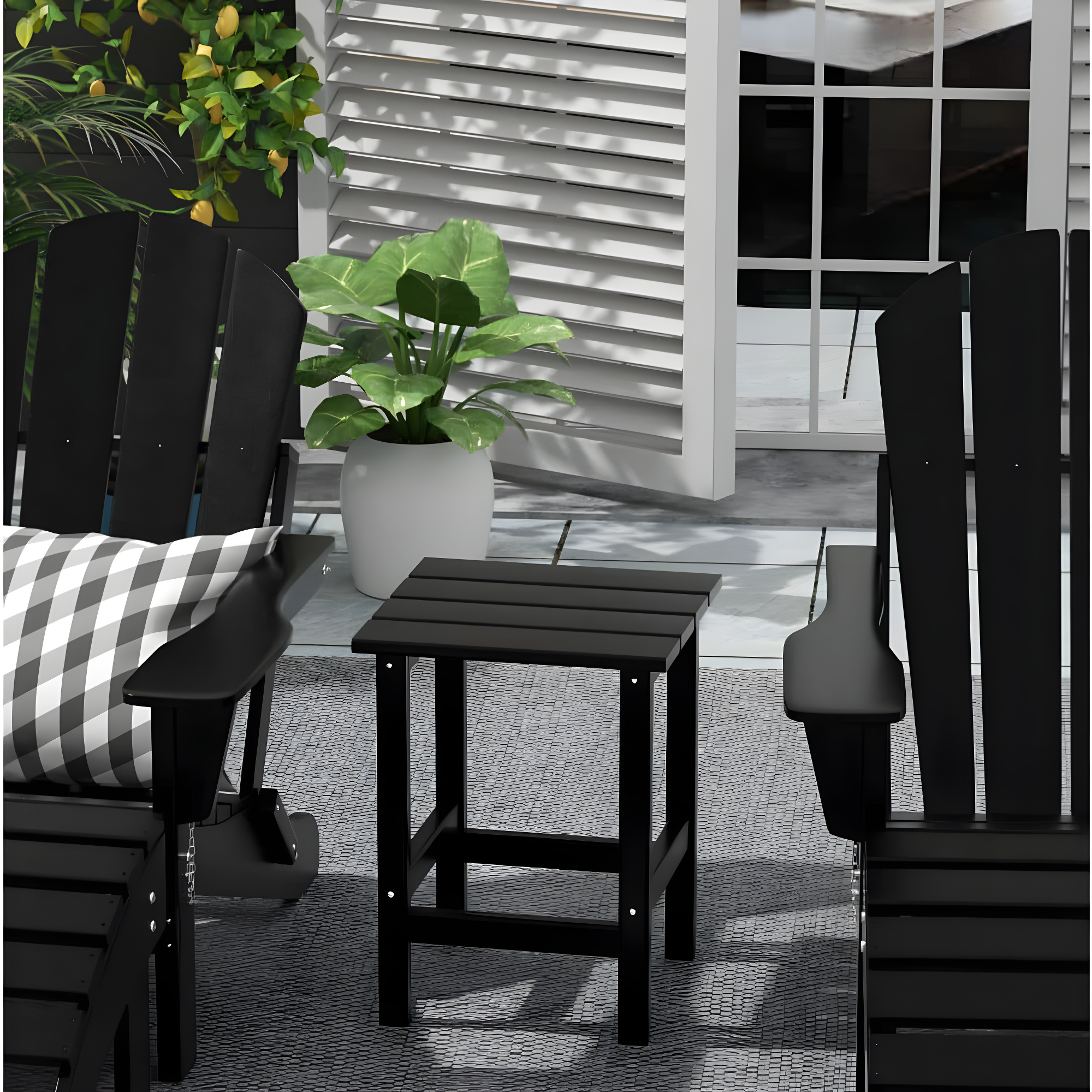 Westin Outdoor Patio Plastic Side Accent Table, Black