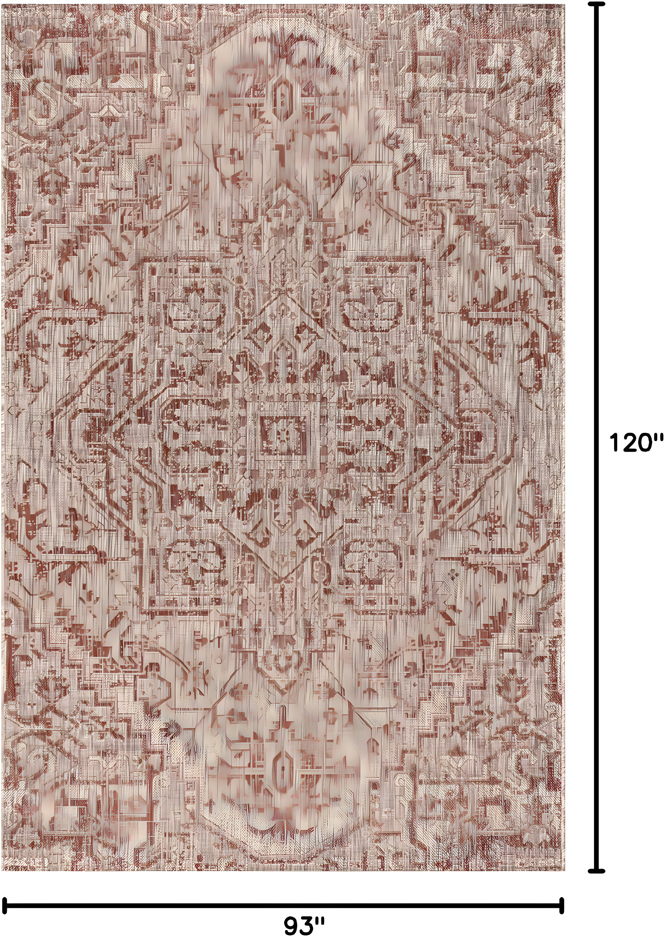 8'x10' Estrella Bohemian Medallion Textured Weave Indoor/Outdoor Area Rug, Red/Taupe - JONATHAN Y