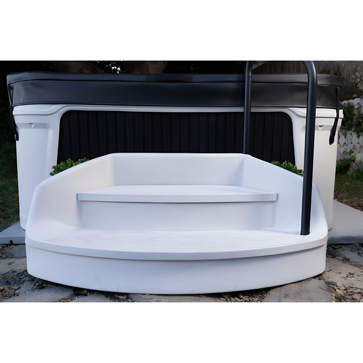 AquaRest DayDream 3500 Ensemble 7-Person 35-Jet Plug & Play Hot Tub with Ozonator, LED Waterfall, Stainless Steel Heater, Step, Cover Lifter and Ice Bucket