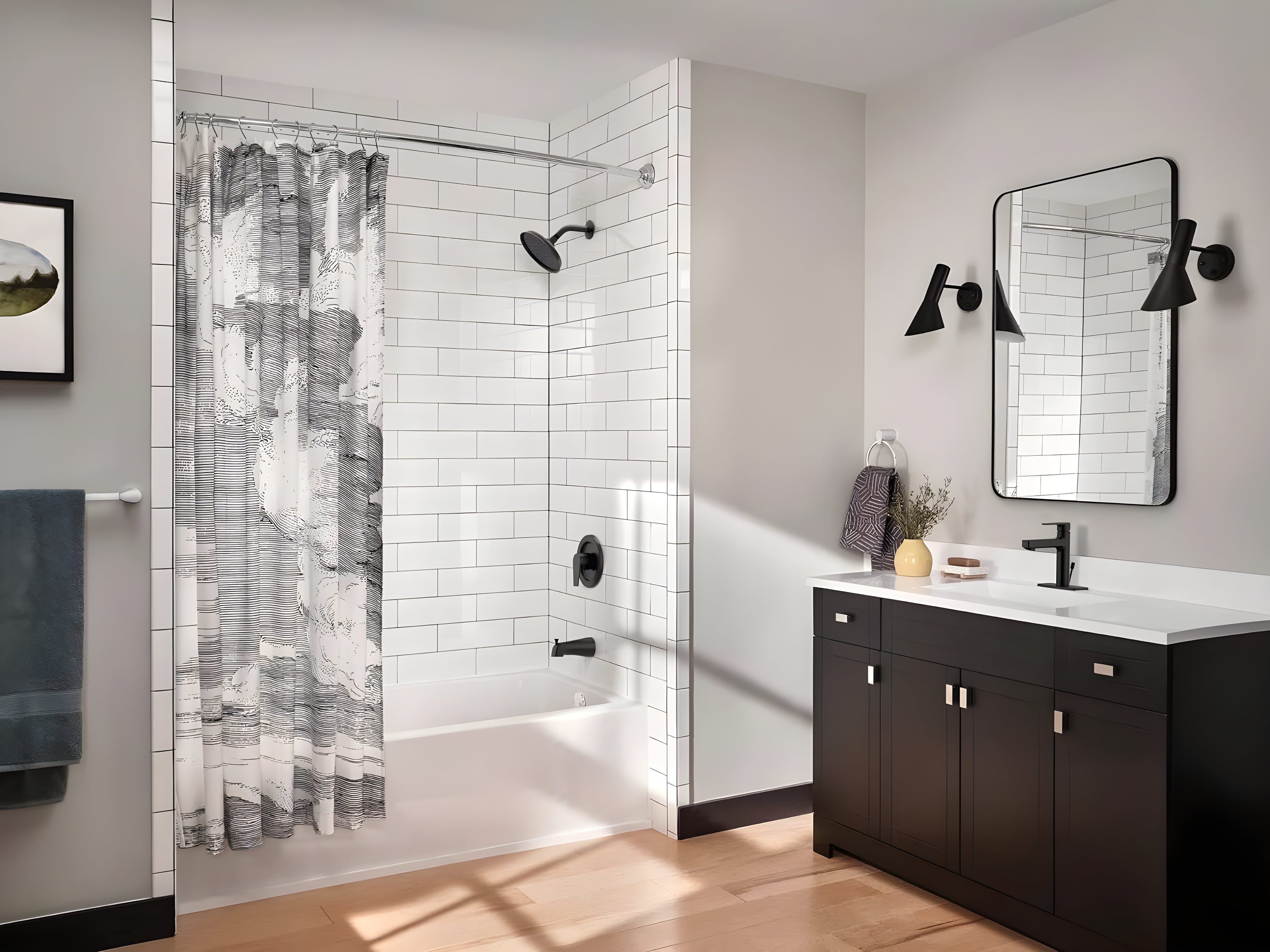 Moen 54-Inch to 72-Inch Adjustable Length Fixed Mount Single Curved Shower Curtain Rod