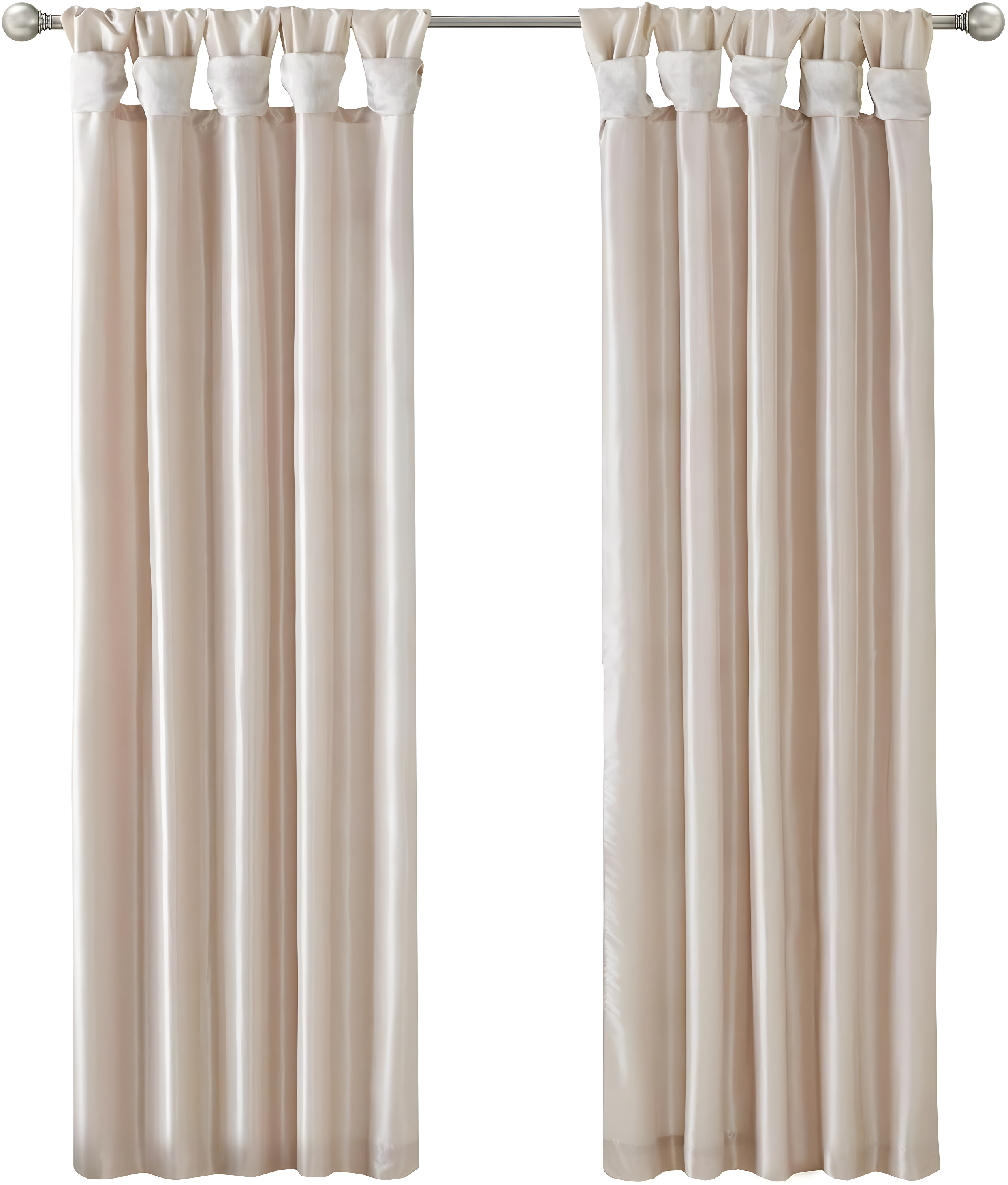 Madison Park Solid Pattern Faux Silk Twist Tab Top Curtain Panel, 50'' x 84'', Blush