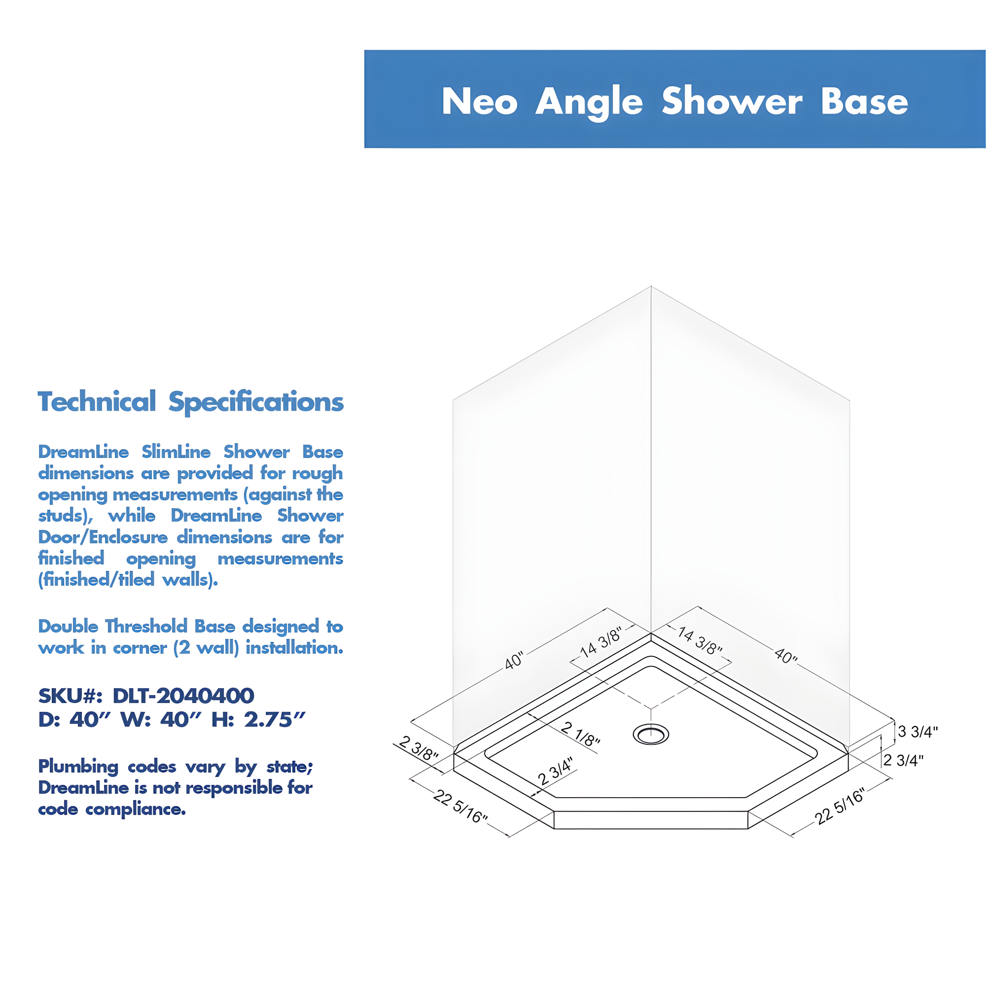 DreamLine Prism 40" x 74.75" Neo-Angle Pivot Shower Enclosure