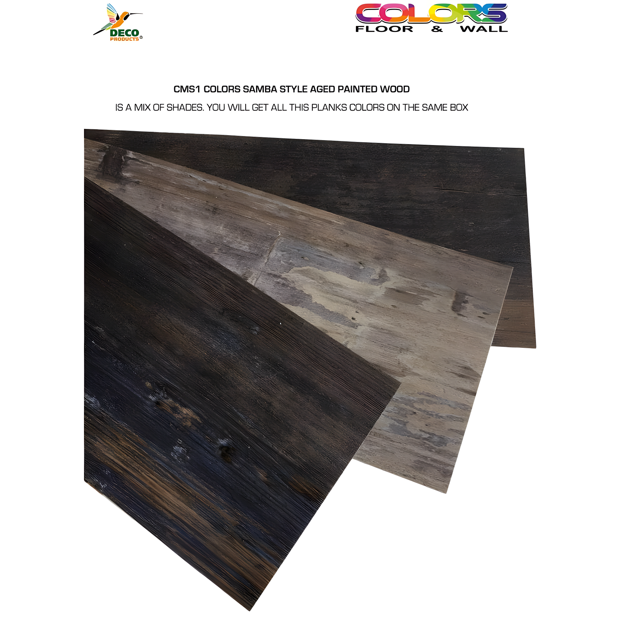 DecoProducts Colors Glue Down Floor and Wall DIY Multi-Tonal Style 6" x 36" x 2mm Luxury Vinyl Plank