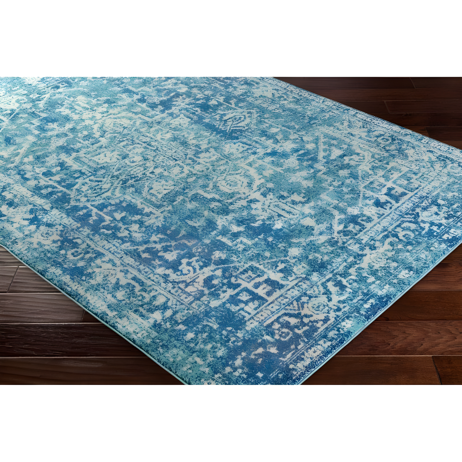 Livabliss 5'3"x7'3" Worsham Traditional Rug Teal: Medium Pile, Fade & Stain-Resistant, Indoor Use