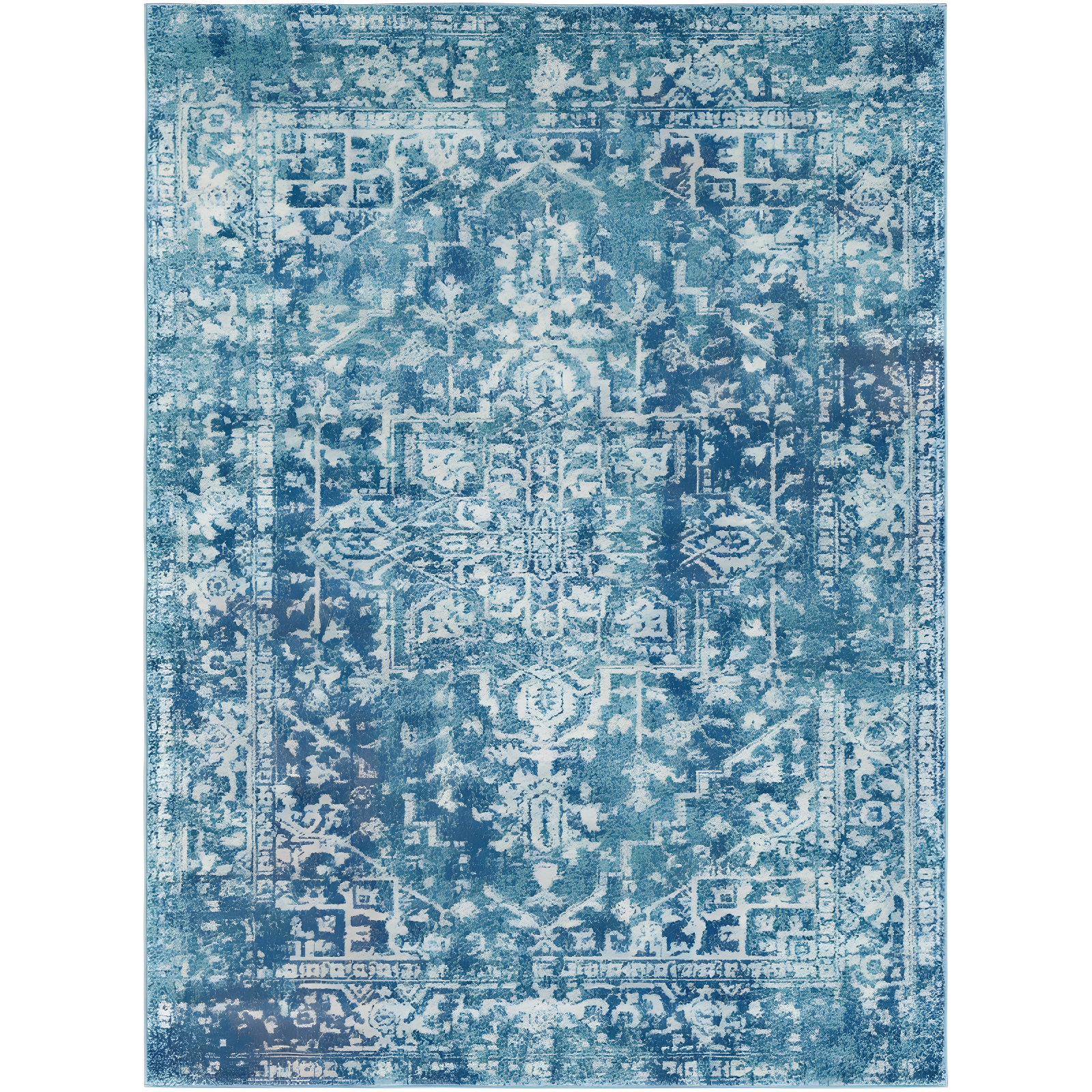 Livabliss 5'3"x7'3" Worsham Traditional Rug Teal: Medium Pile, Fade & Stain-Resistant, Indoor Use