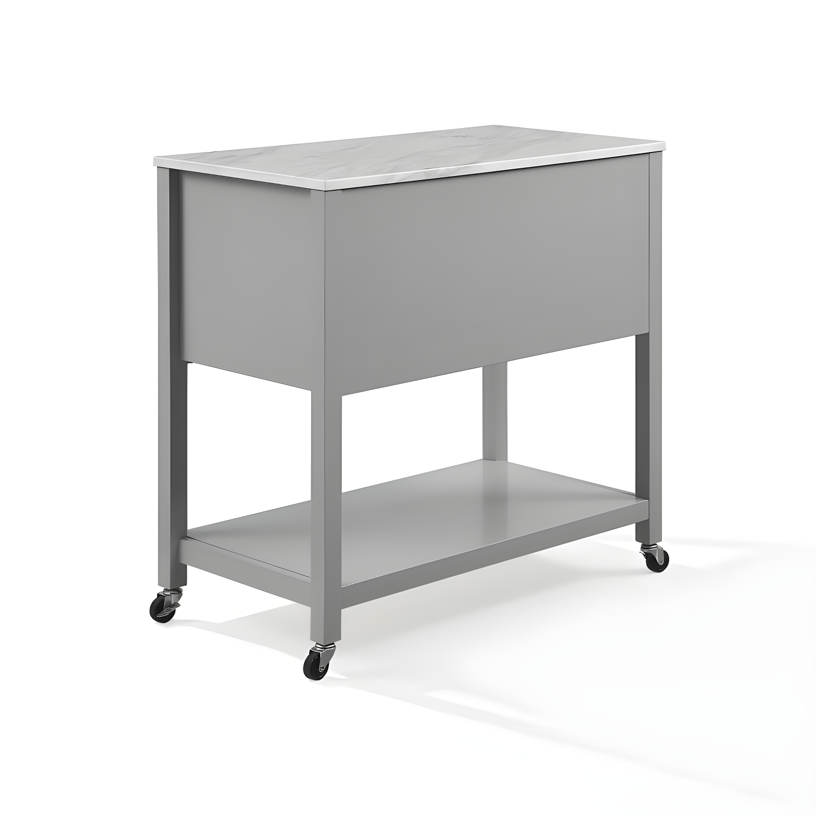 Connell Kitchen Island Cart Gray/White Marble - Crosley: Mobile Storage, 4 Drawers, Open Shelf, Locking Wheels