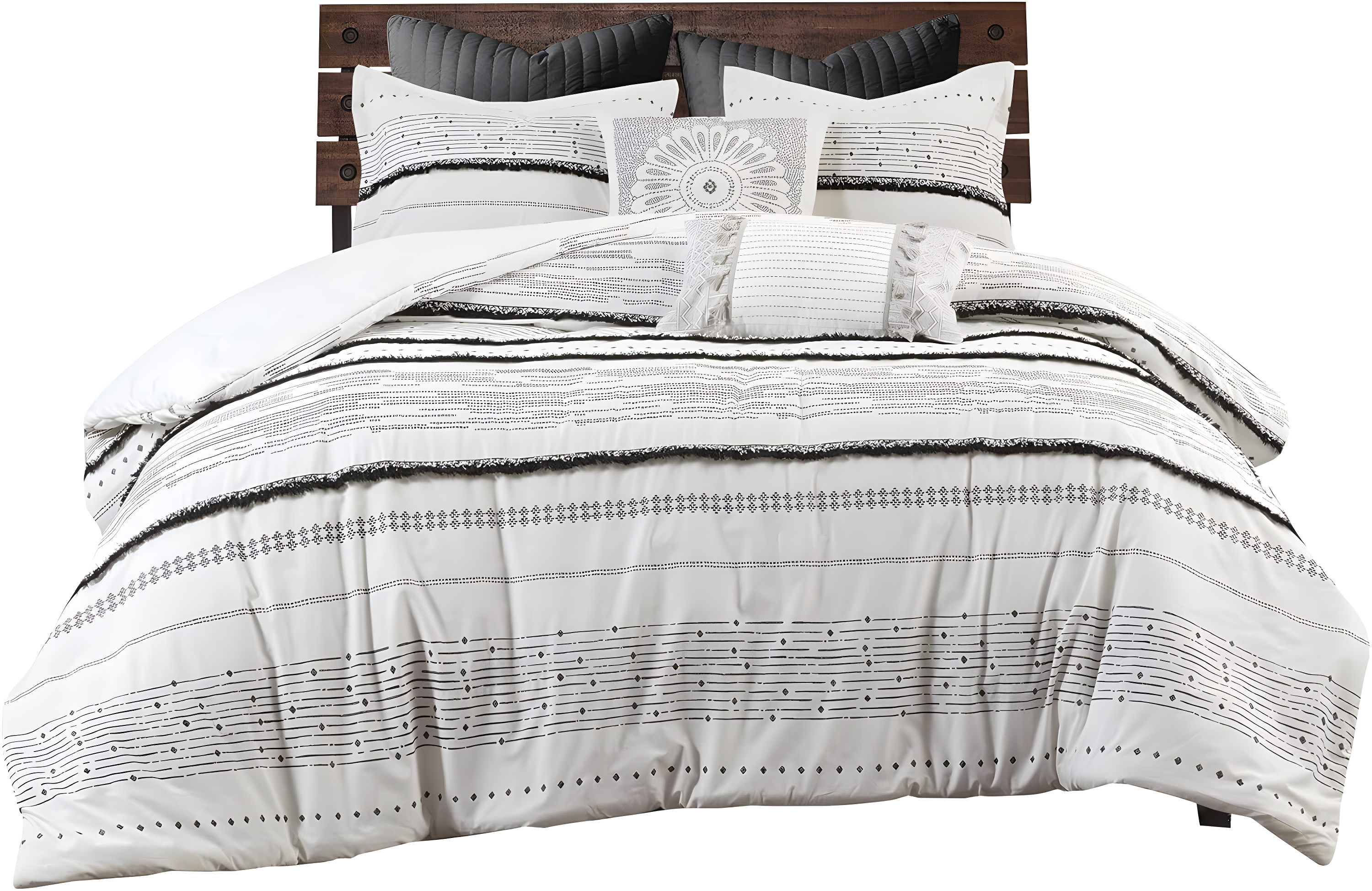 INK+IVY Nea Boho 3-Piece Striped Cotton Duvet Set