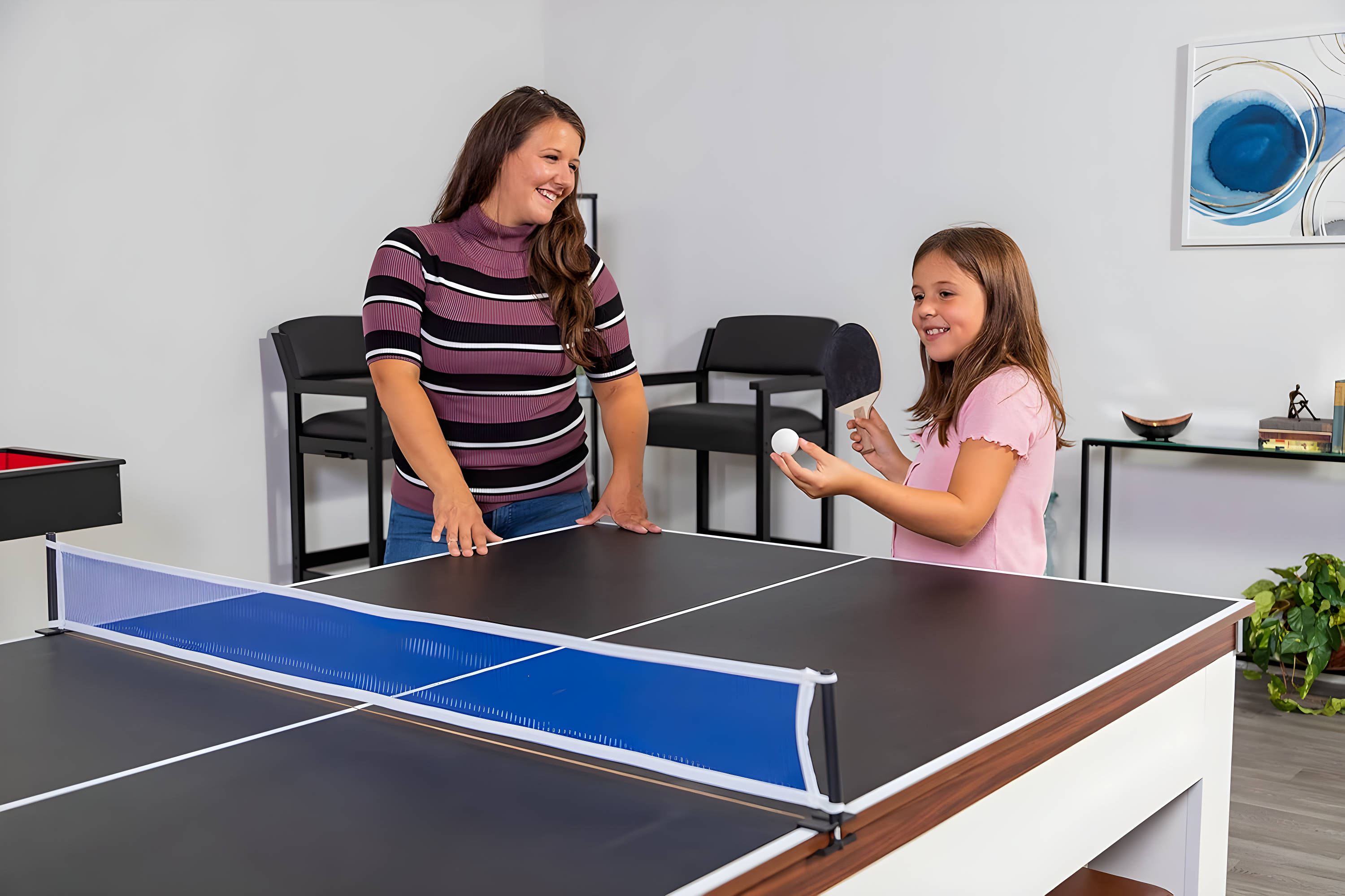 Hathaway Newport Stylish 7 Ft Multi Game Pool Table Combo with Dining Top and Ping Pong – Includes Benches for Home Storage and Accessories