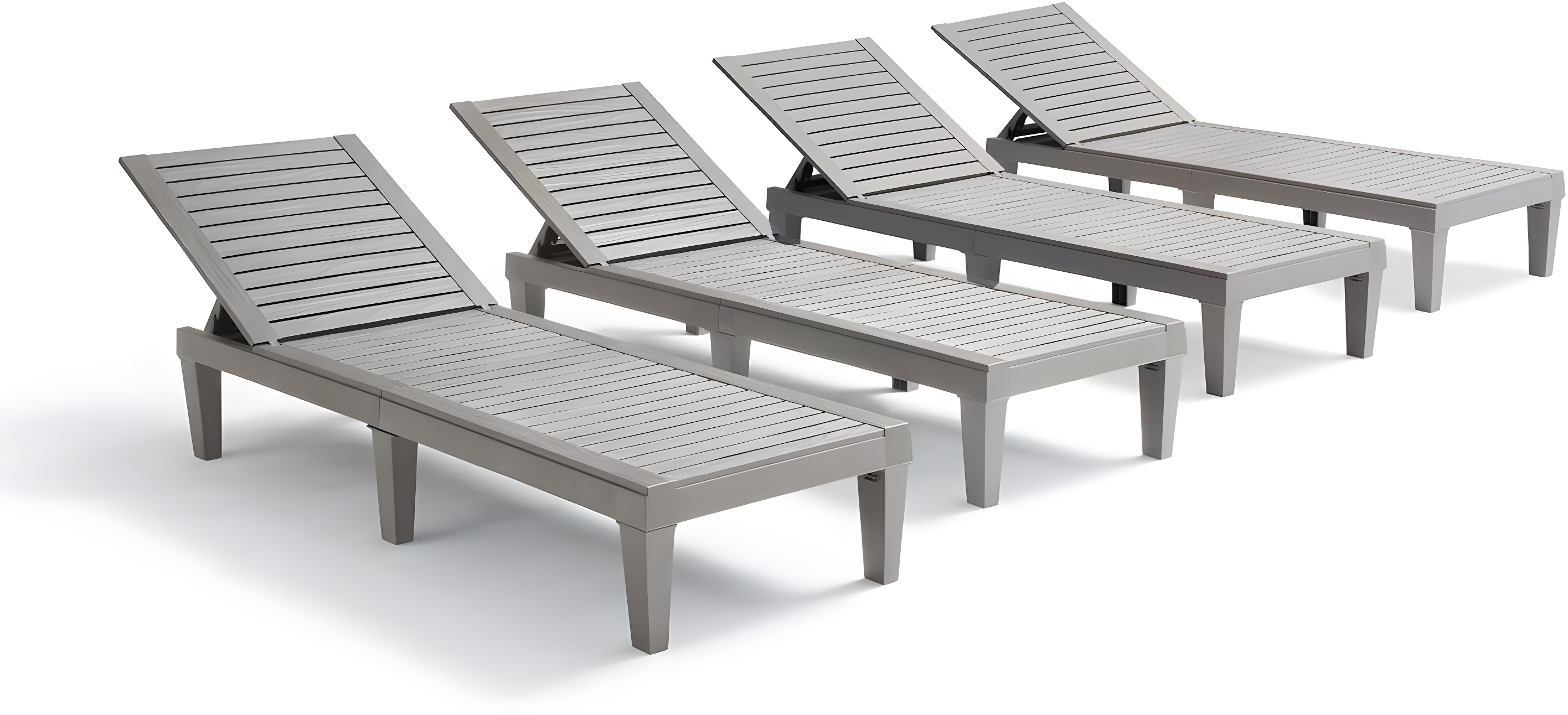 Nestl Waterproof Chaise Lounge Chair - Set of 4 Adjustable Lightweight Gray Outdoor Patio Chairs