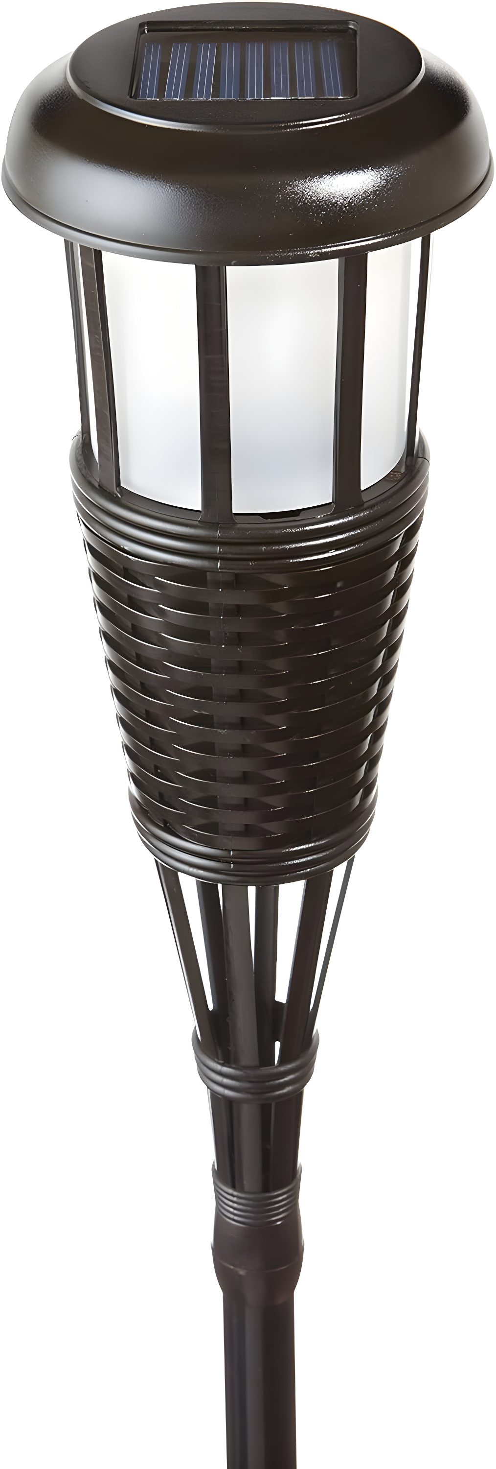Solar Flickering LED Island Torches, Dusk-to-Dawn Dancing Flame Outdoor Landscape Lighting, Black, 2-Pack