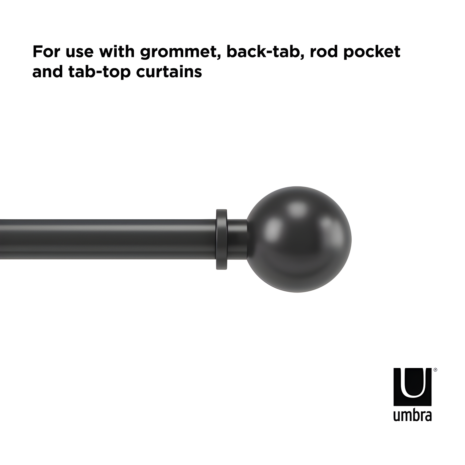 Bowman Curtain Rod - Brushed Black / 36"-72"
