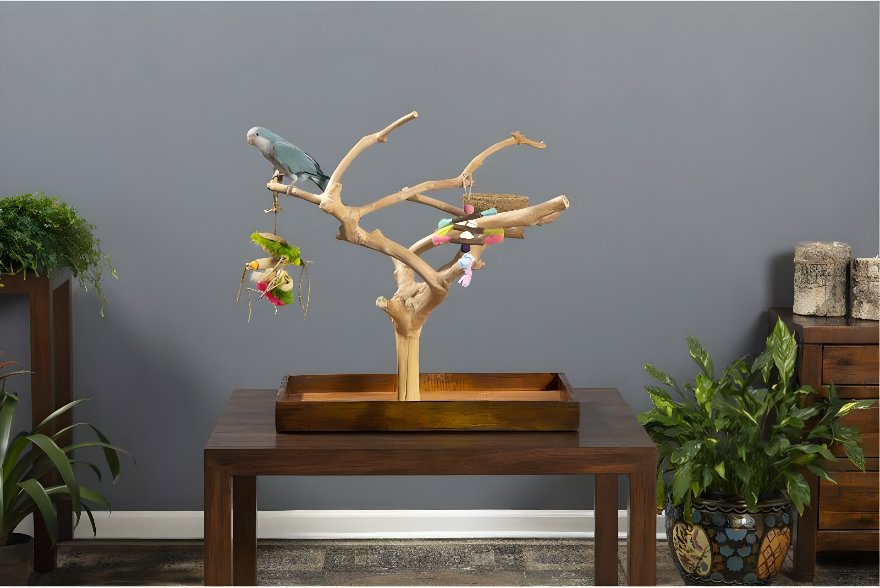 Tucker Murphy Pet™ Freeport One-of-a-Kind 22.5'' Wood Bird Play Stand for Table Top