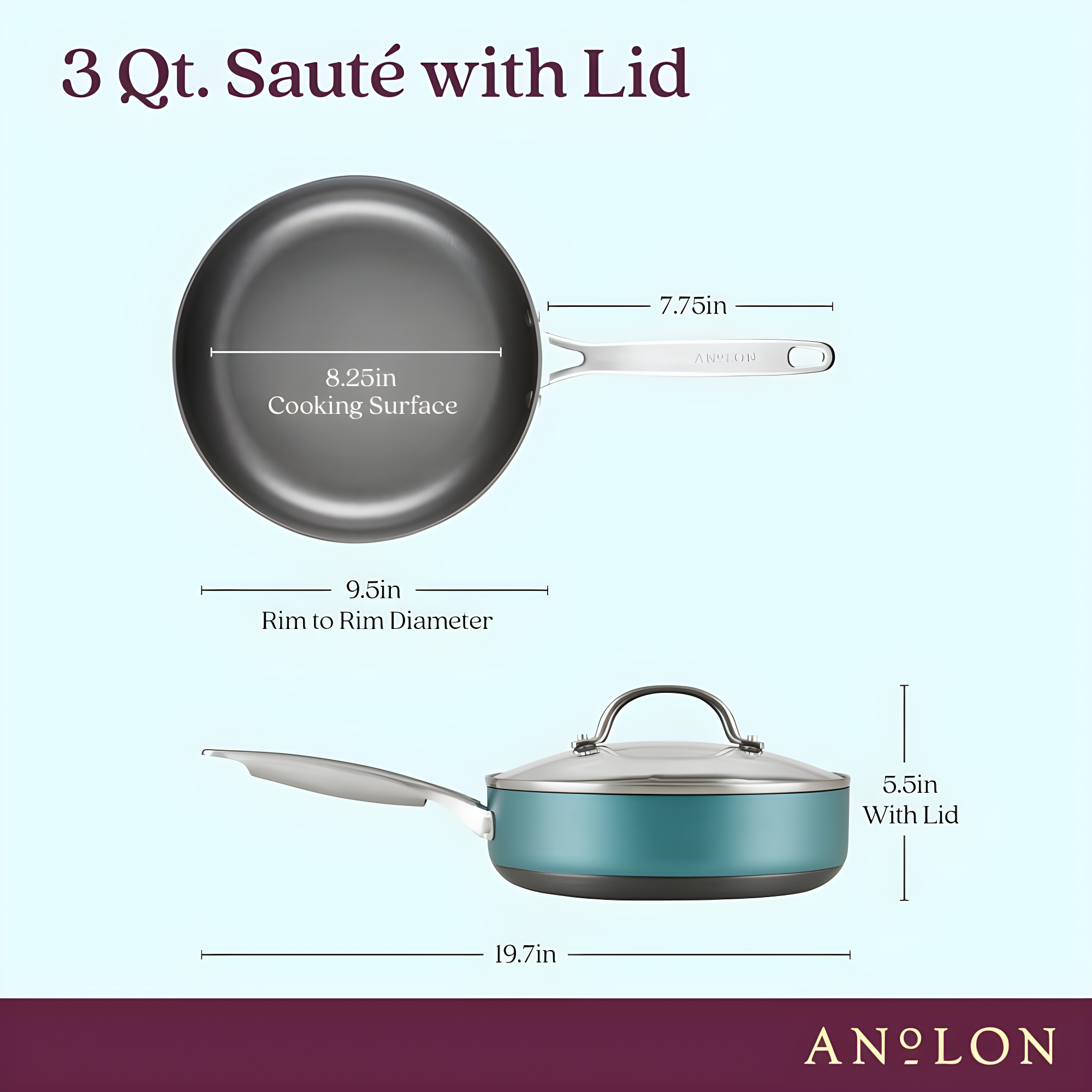 Anolon Anolon Achieve Hard Anodized Nonstick Saute Pan with Lid - 3 Quart