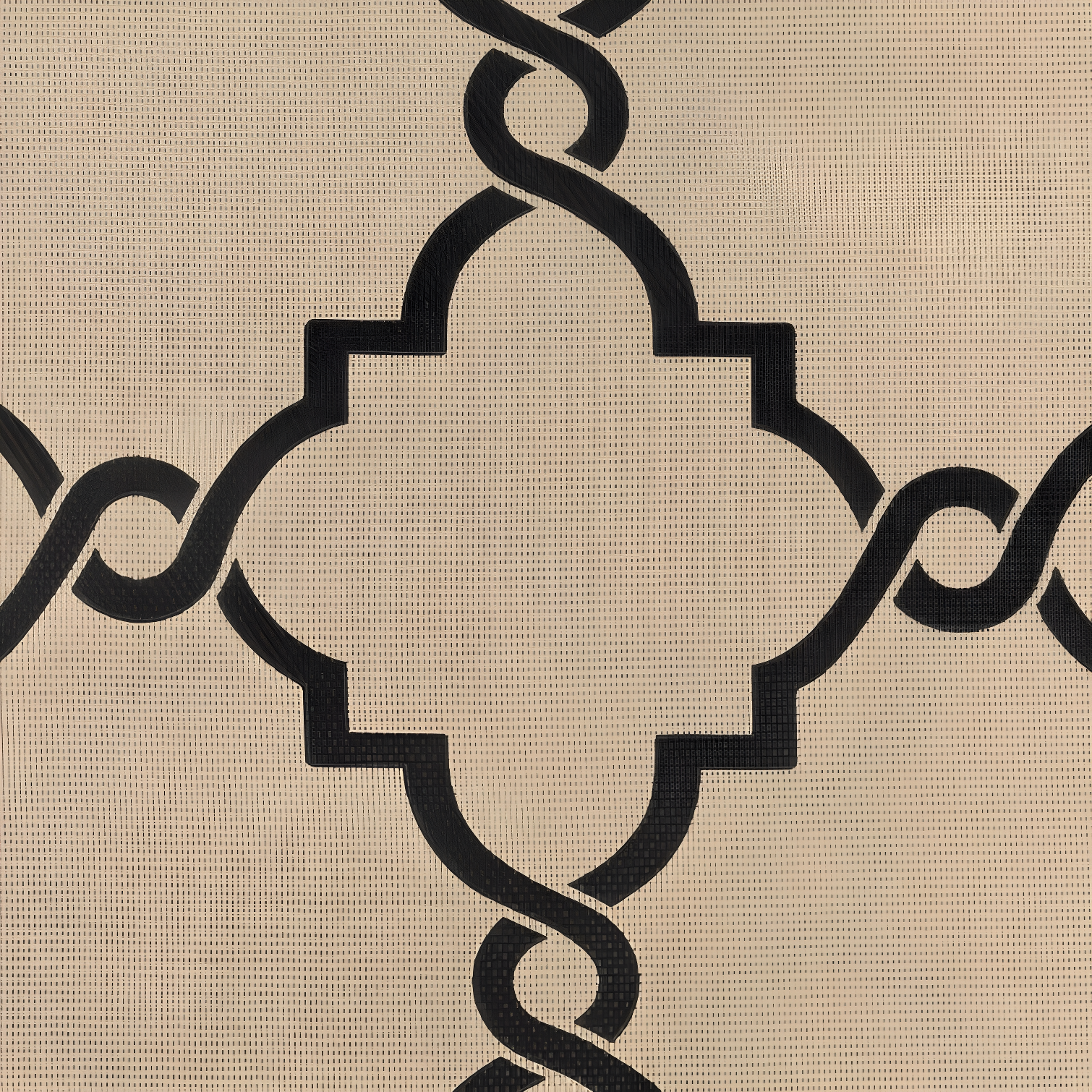 Fretwork Print Grommet Top Window Curtain Panel