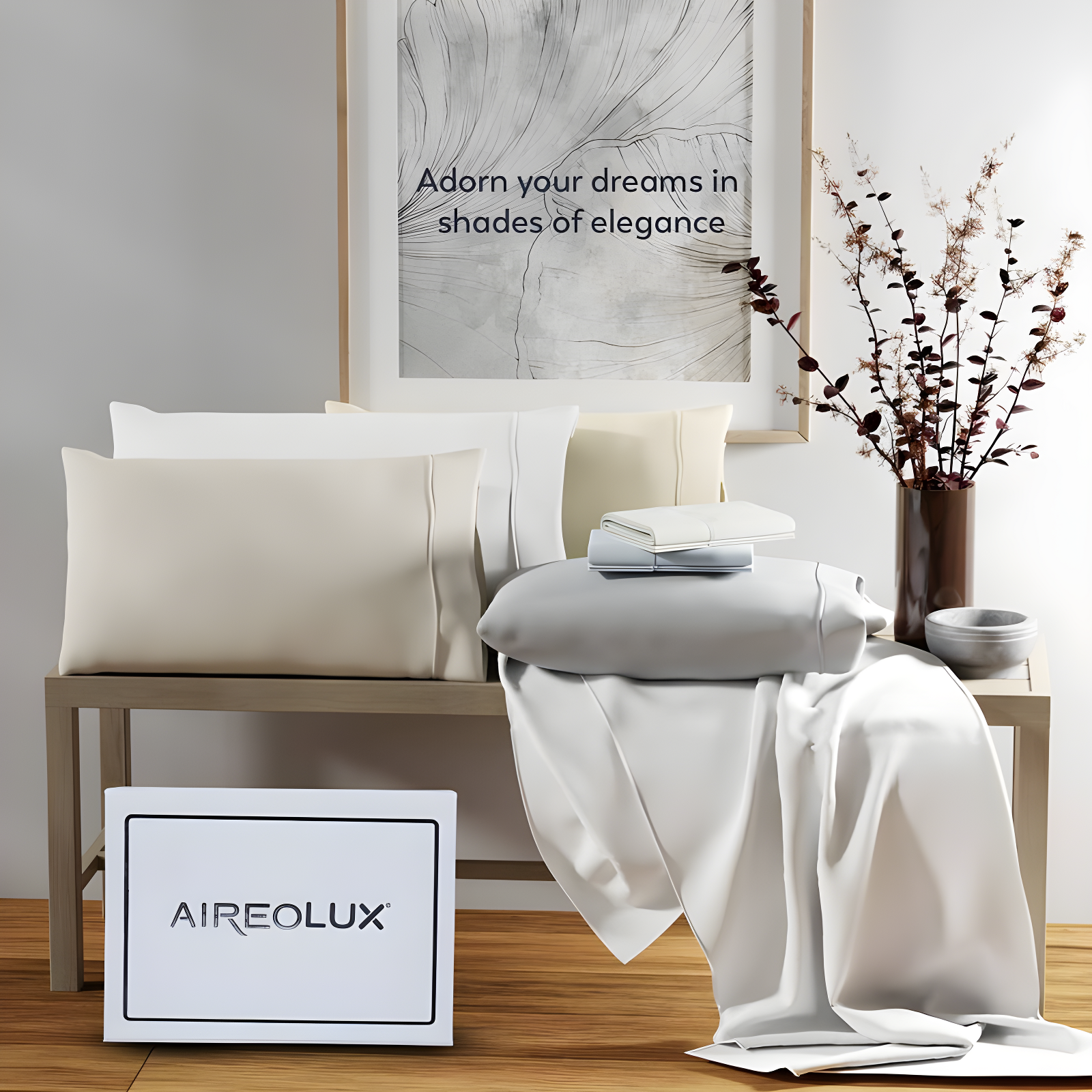 Full 1000 Thread Count Cotton Solid Sheet Set White - Aireolux