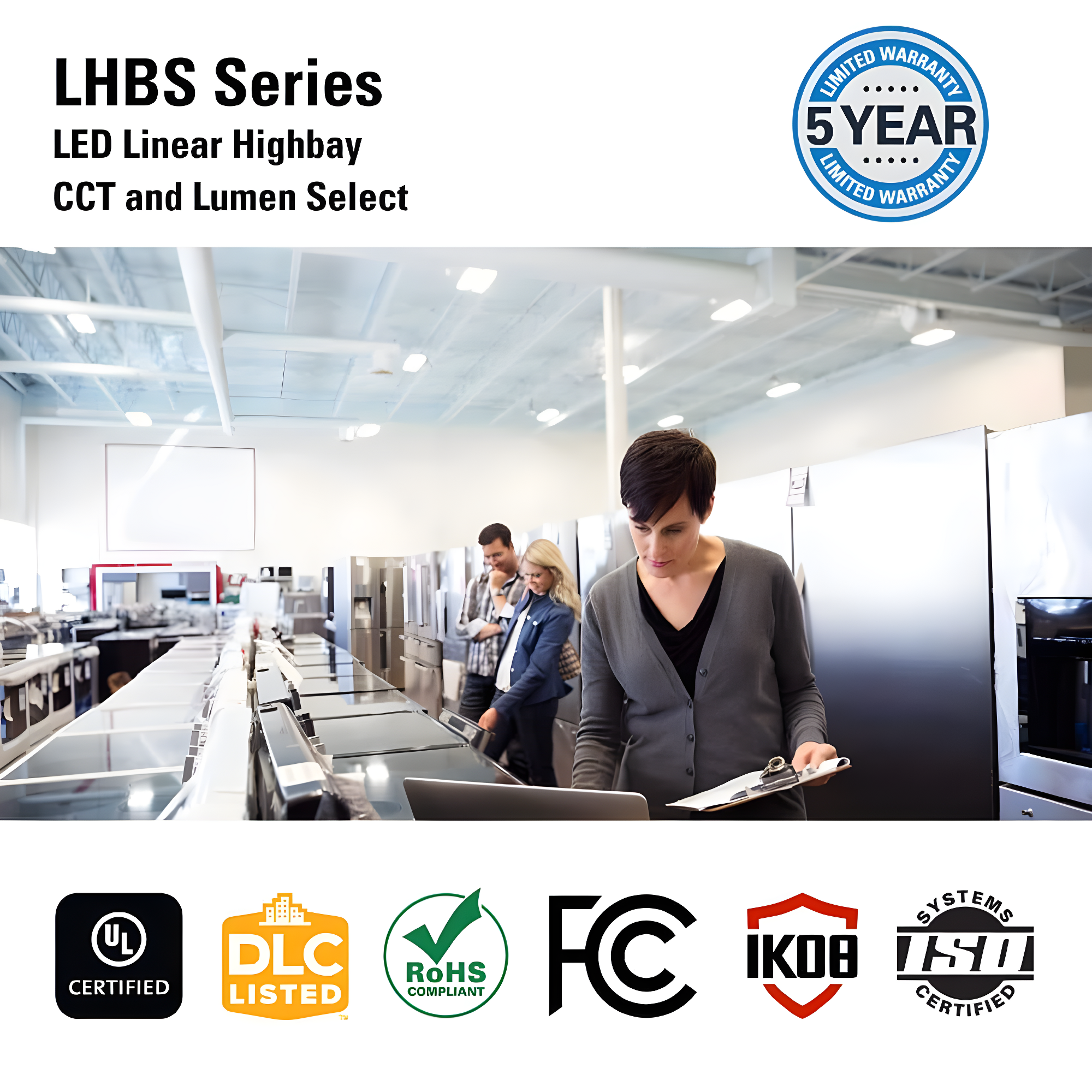 Metalux 14.17-in x 10.23-in 1 -Light 23984 -Lumen Adjustable Lumens 5000-K Switchable white LED High Bay Light